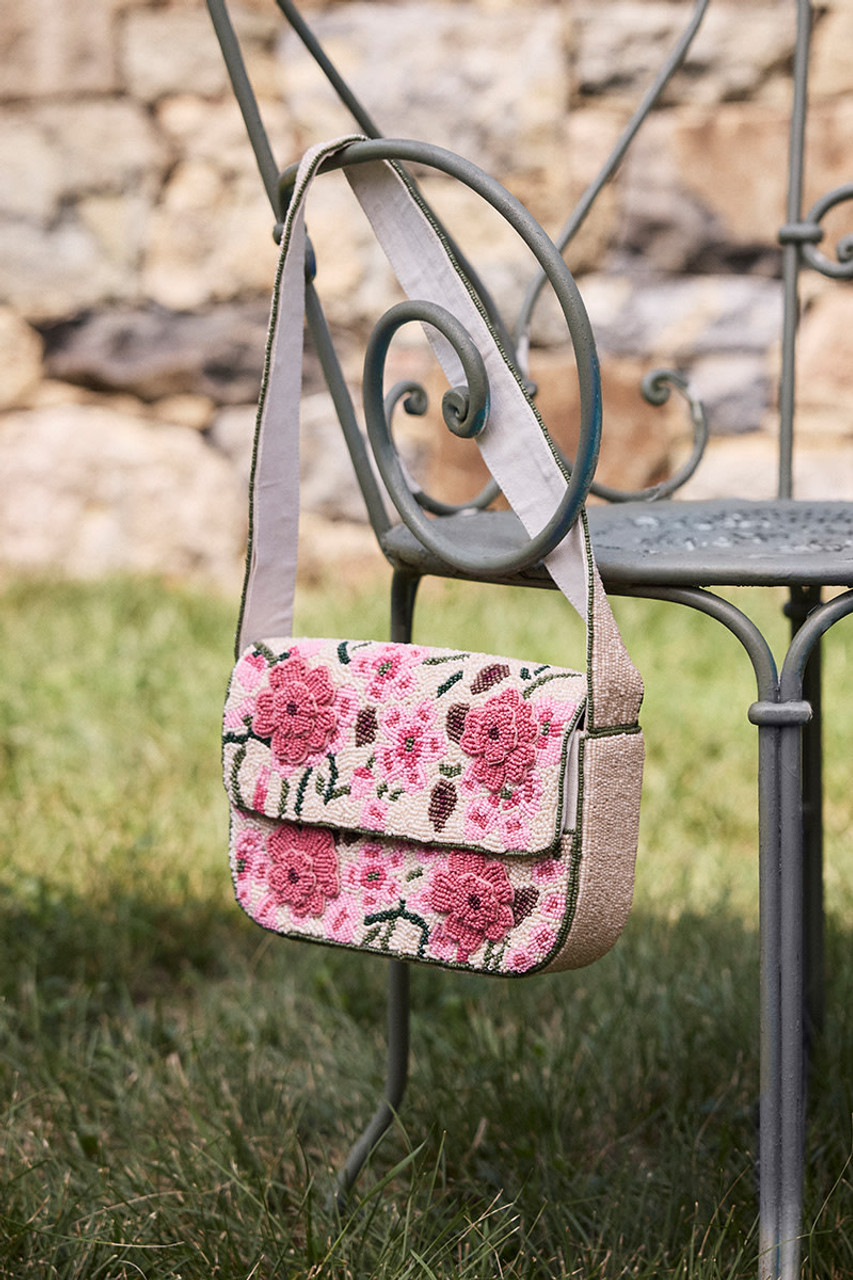 Viral Beaded Shoulder Bag Greta Pink Floral Multi NWT