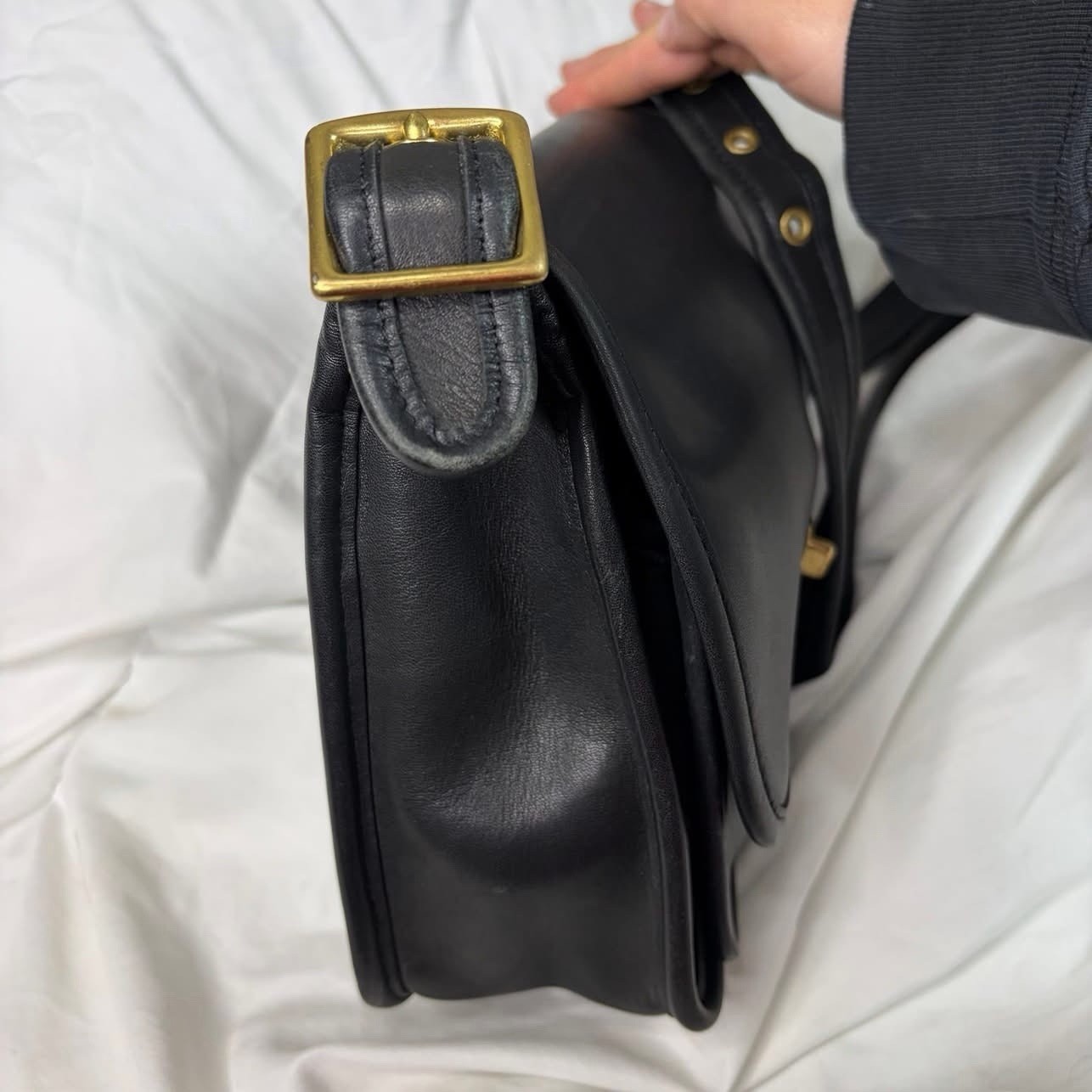 Vintage Coach Rambler’s Legacy Shoulder Bag 9061 in Black Glovetanned Leather