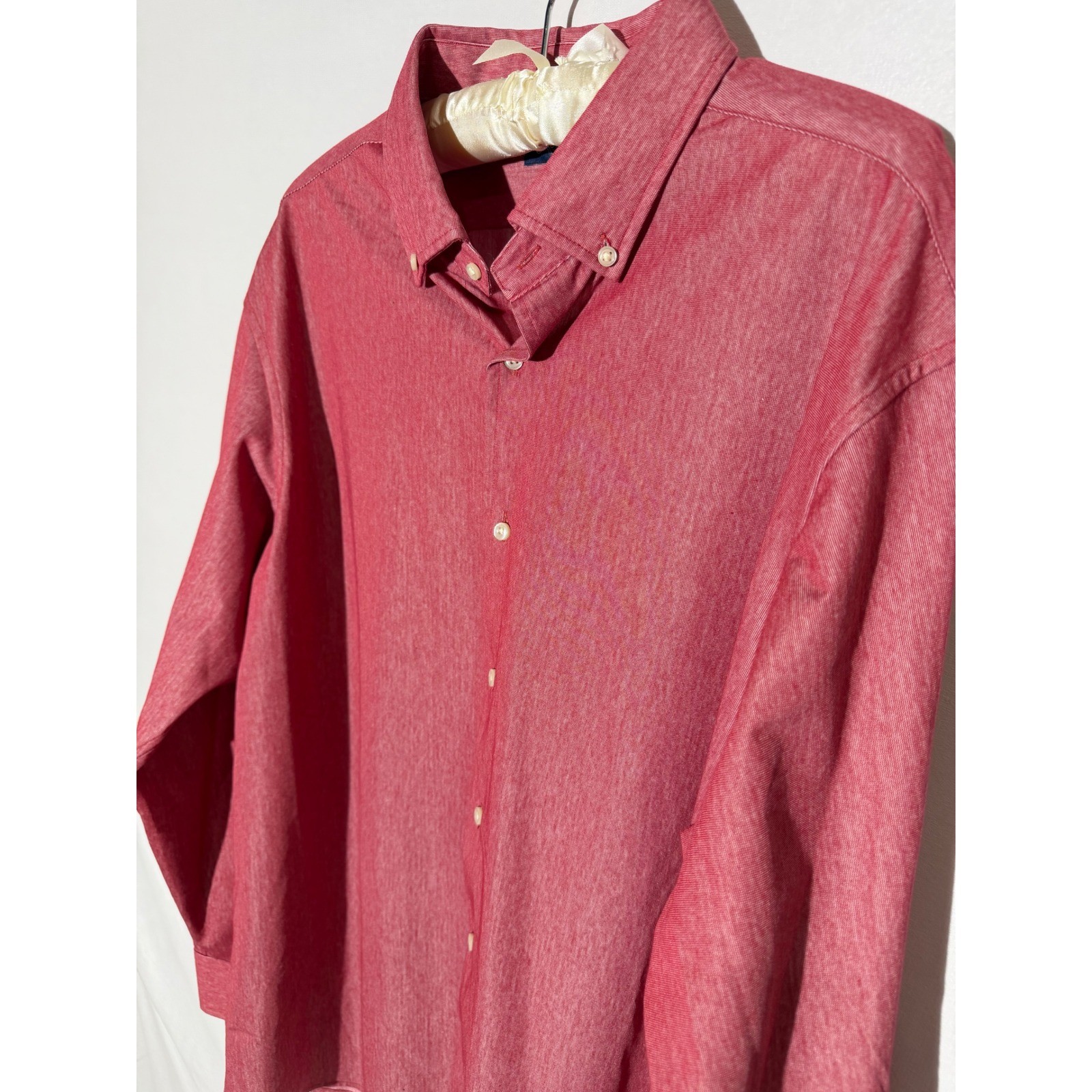 Cremieux Collection Mens XL Red Heathered Button Down Shirt Long Sleeve Cotton