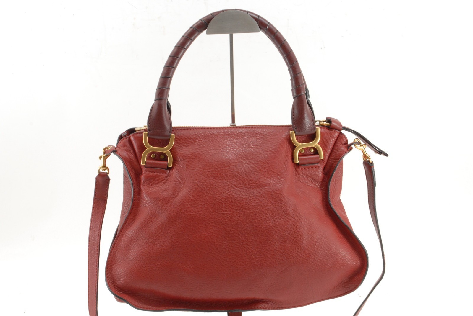 Chloe Marcie Shoulder Hand Bag Leather Red