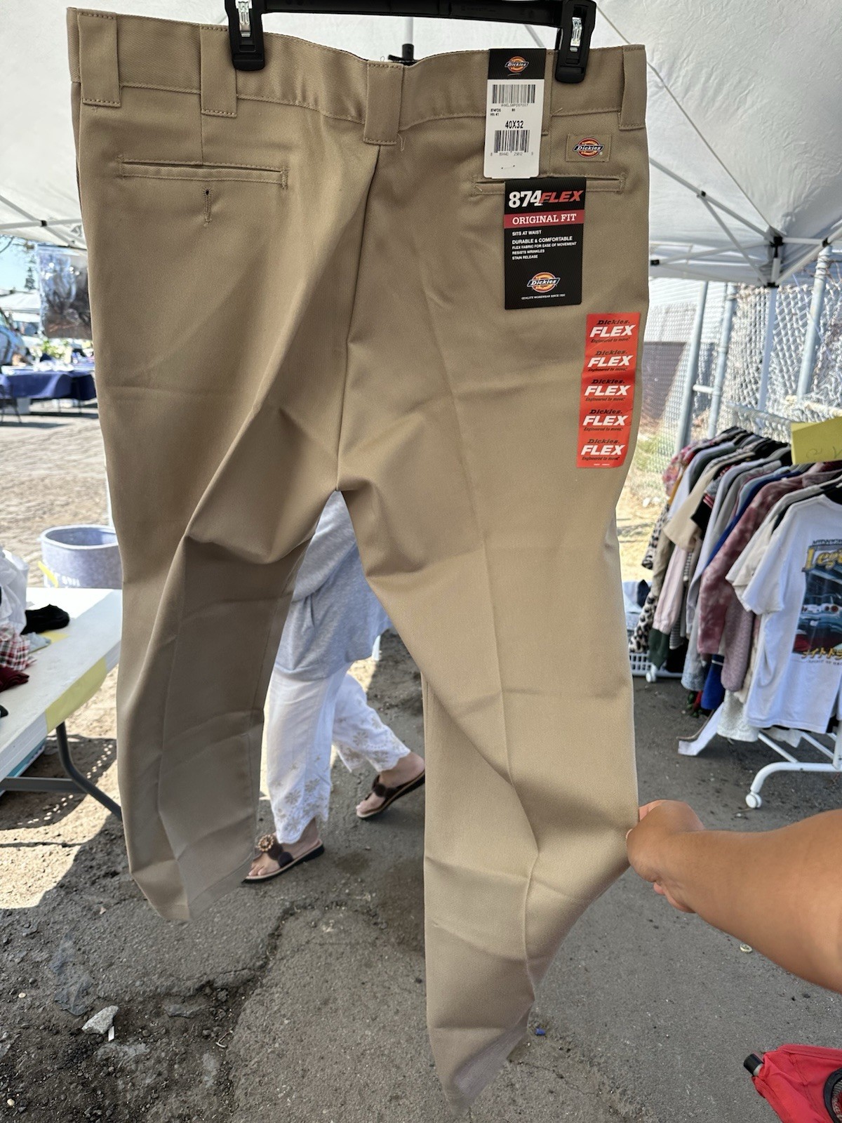 Dickies 874 FLEX Original Fit Work Pants Beige 40×32 Cotton Blend Twill