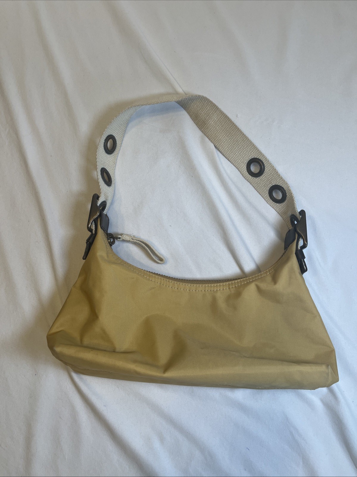 Gap Tan Shoulder Bag Mini Purse Y2K Zip Shut 9.5 x 4.5 Inches Canvas Strap