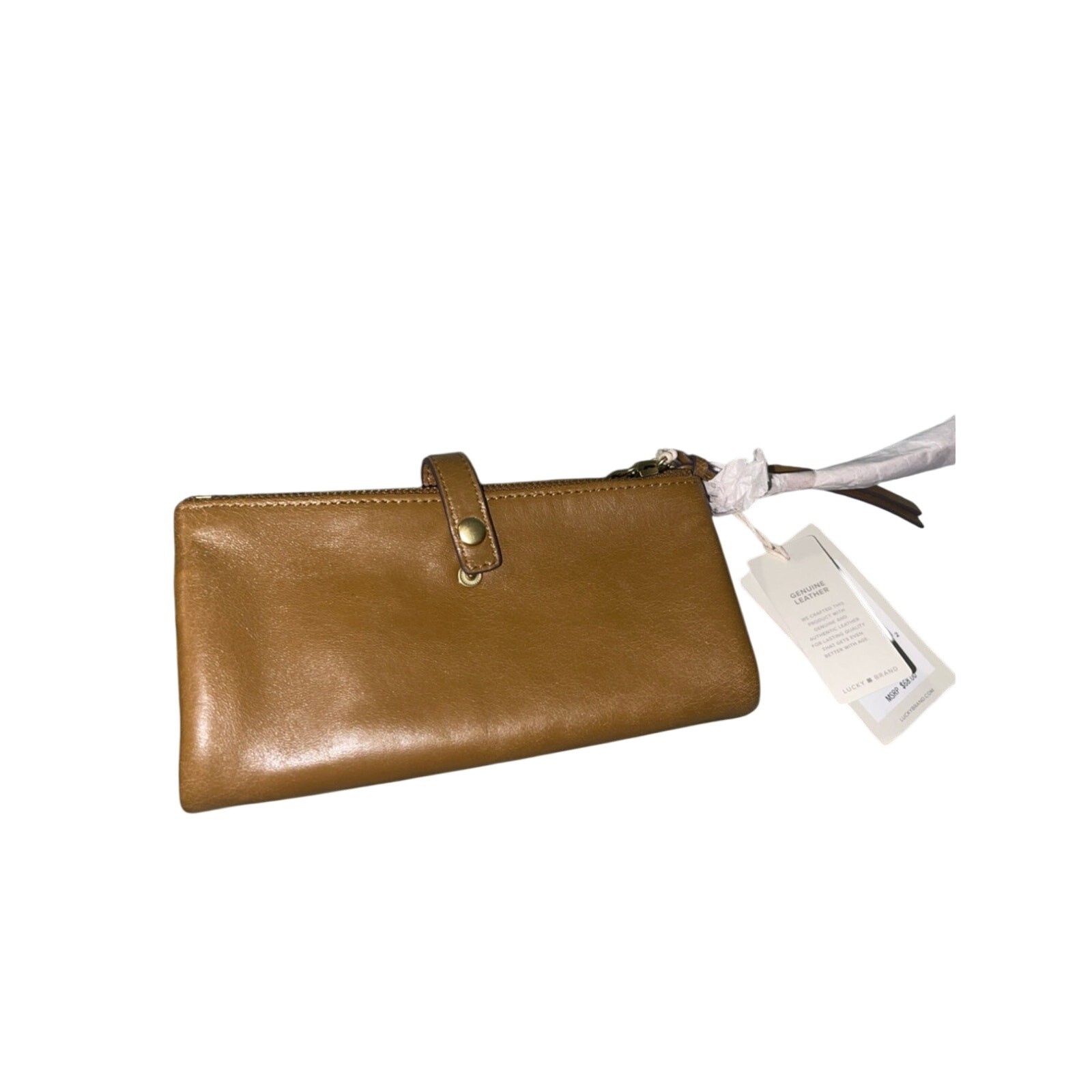 Lucky Brand Koda Leather Wallet Topanga Tan NWT 9 Pockets Double Zip Clutch