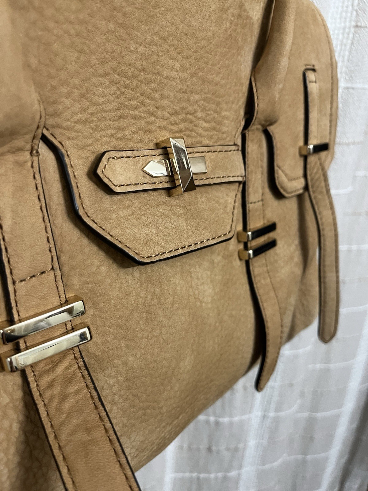 Rebecca Minkoff Tan Nubuck Satchel Top Handle, Detachable Crossbody Strap