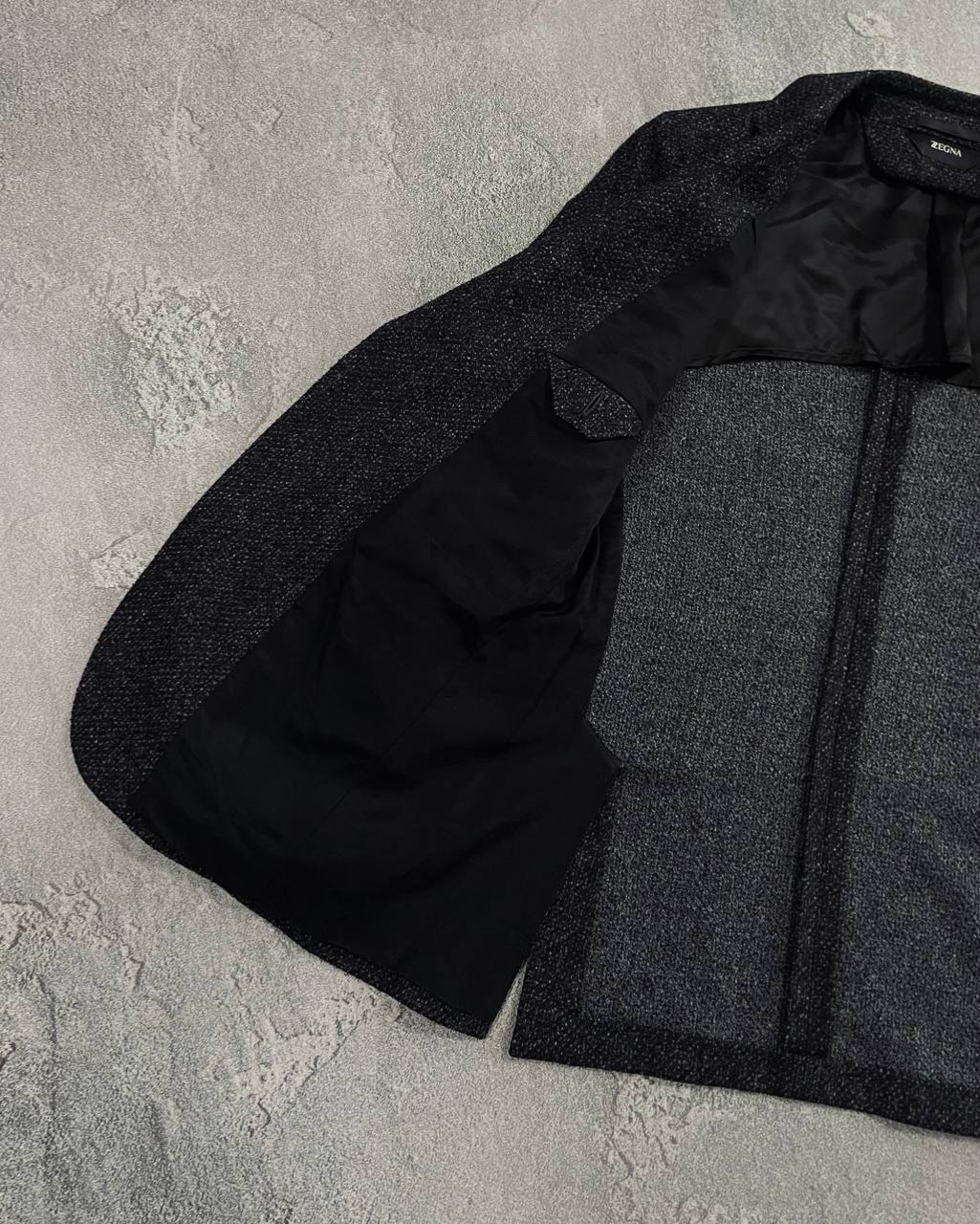 Ermenegildo Zegna Soft Drop 8 Black Textured Wool Blend Blazer Jacket Size 46R