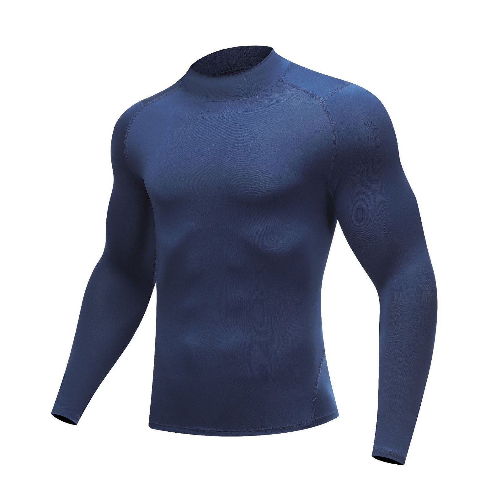 Men Mock Neck Long Sleeve Base Layer Top T-shirts Compression Gym Sport Shirts