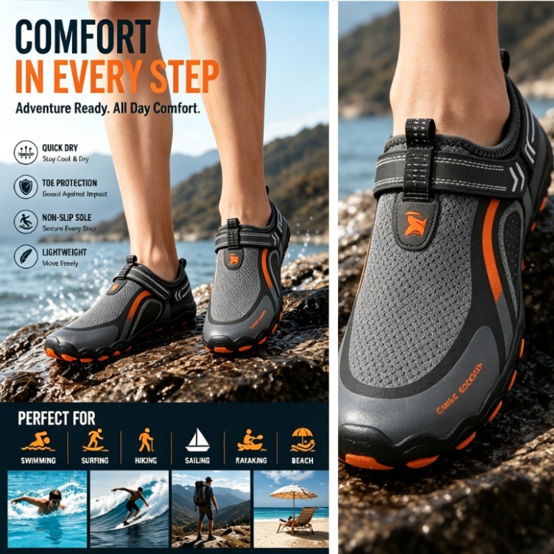 Quick Dry Water Shoes Men Non Slip Barefoot Aqua Socks Beach Swim Sneakers