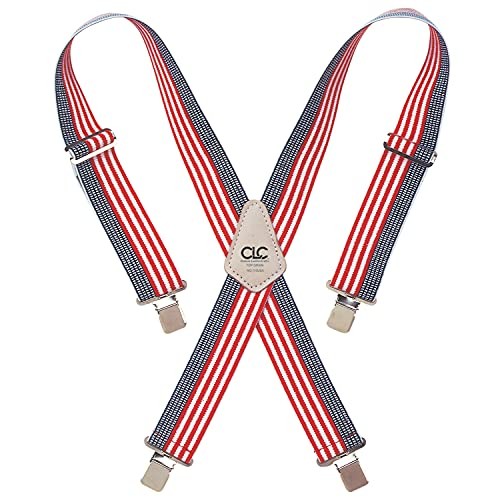 110USA Heavy Duty Elastic Work Suspenders, USA Print Flag