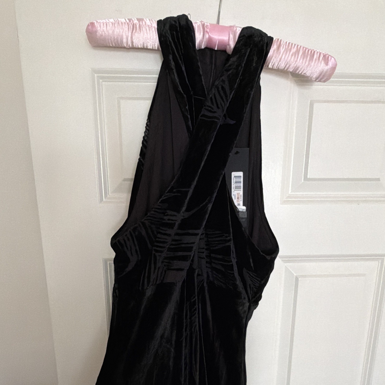 Donna Karan New York Black Velvet Burnout Floral Elegant Halter Maxi Dress 12