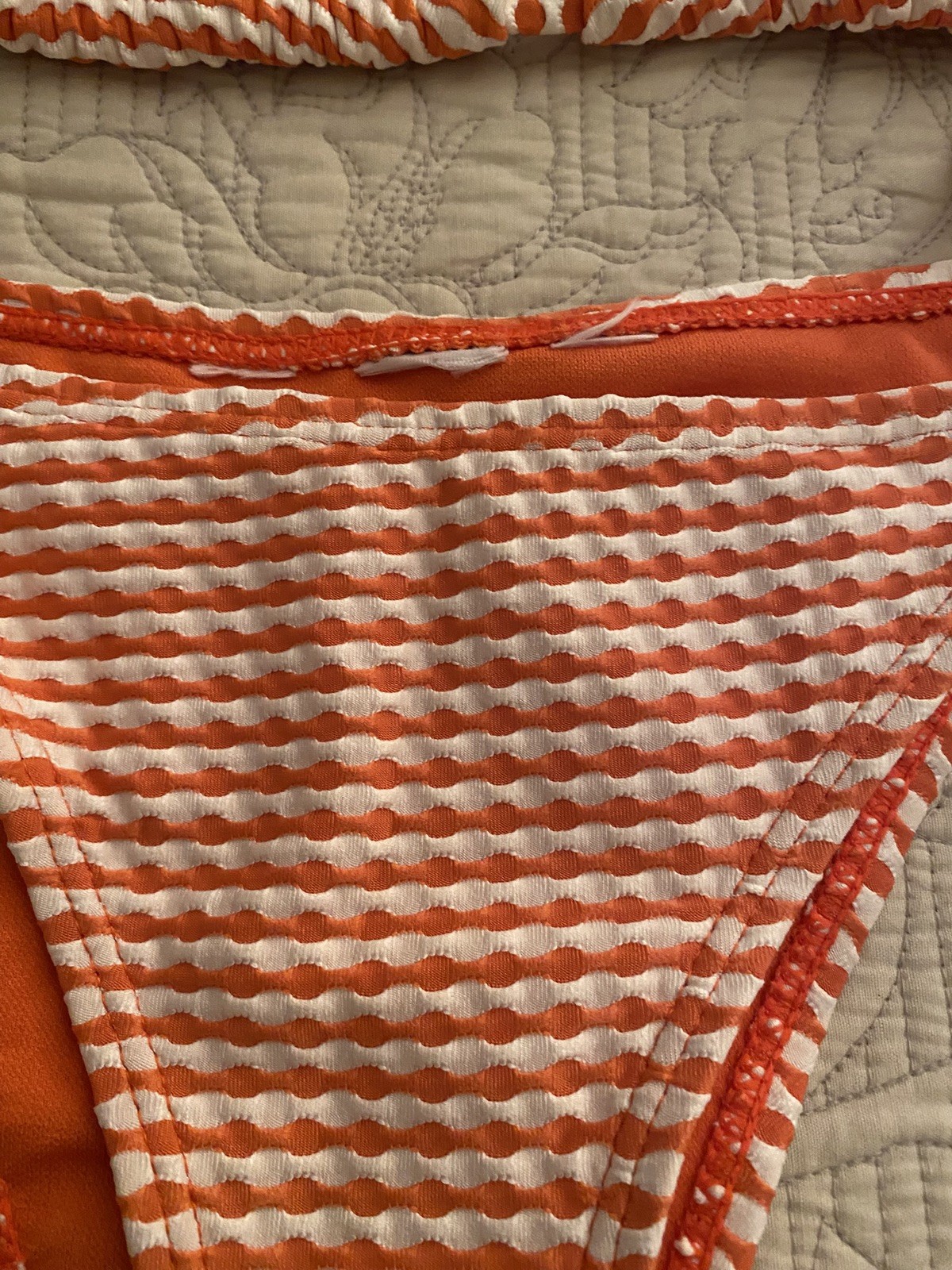 Accessorize Orange/Cream Patterned Halter Neck Bikini Set – Size M
