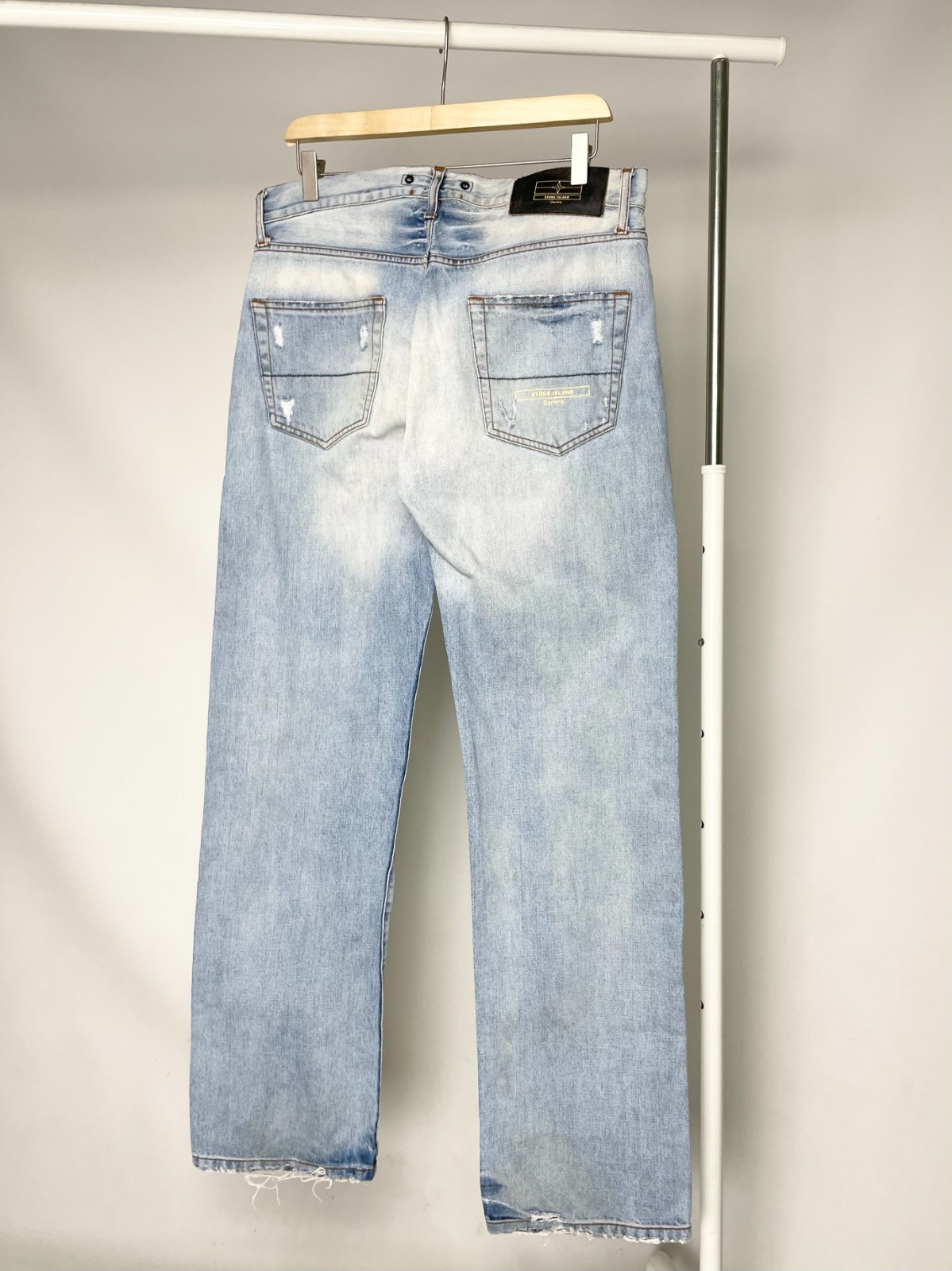 Stone Island Denim ( Size 34 ) Vintage Distressed Faded Light Blue Jeans Pants