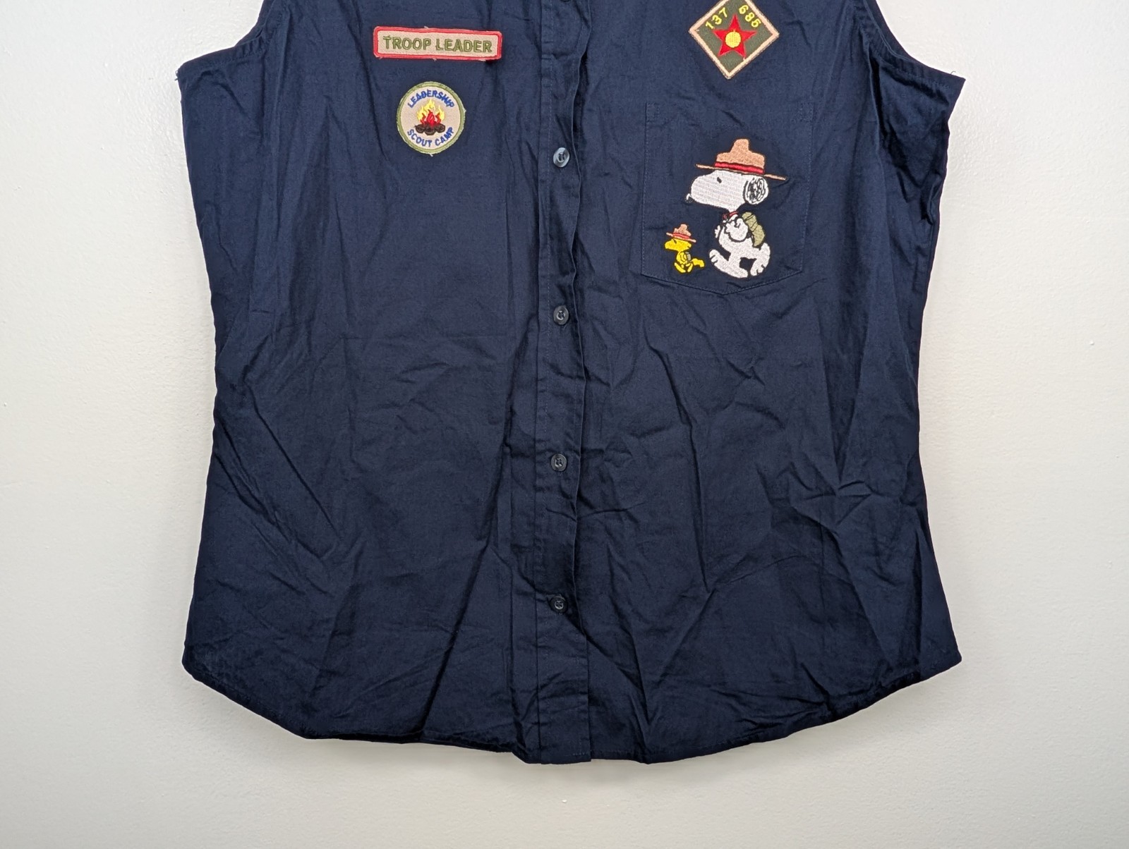 Vintage 90’s Peanuts Snoopy Scout Troop Leader Button Vest Size Medium Y2K NWT