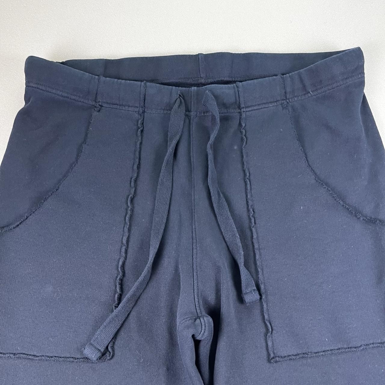 Frank & Eileen Sweatpants Womens Large Black French Terry Wide Leg Cropped USA