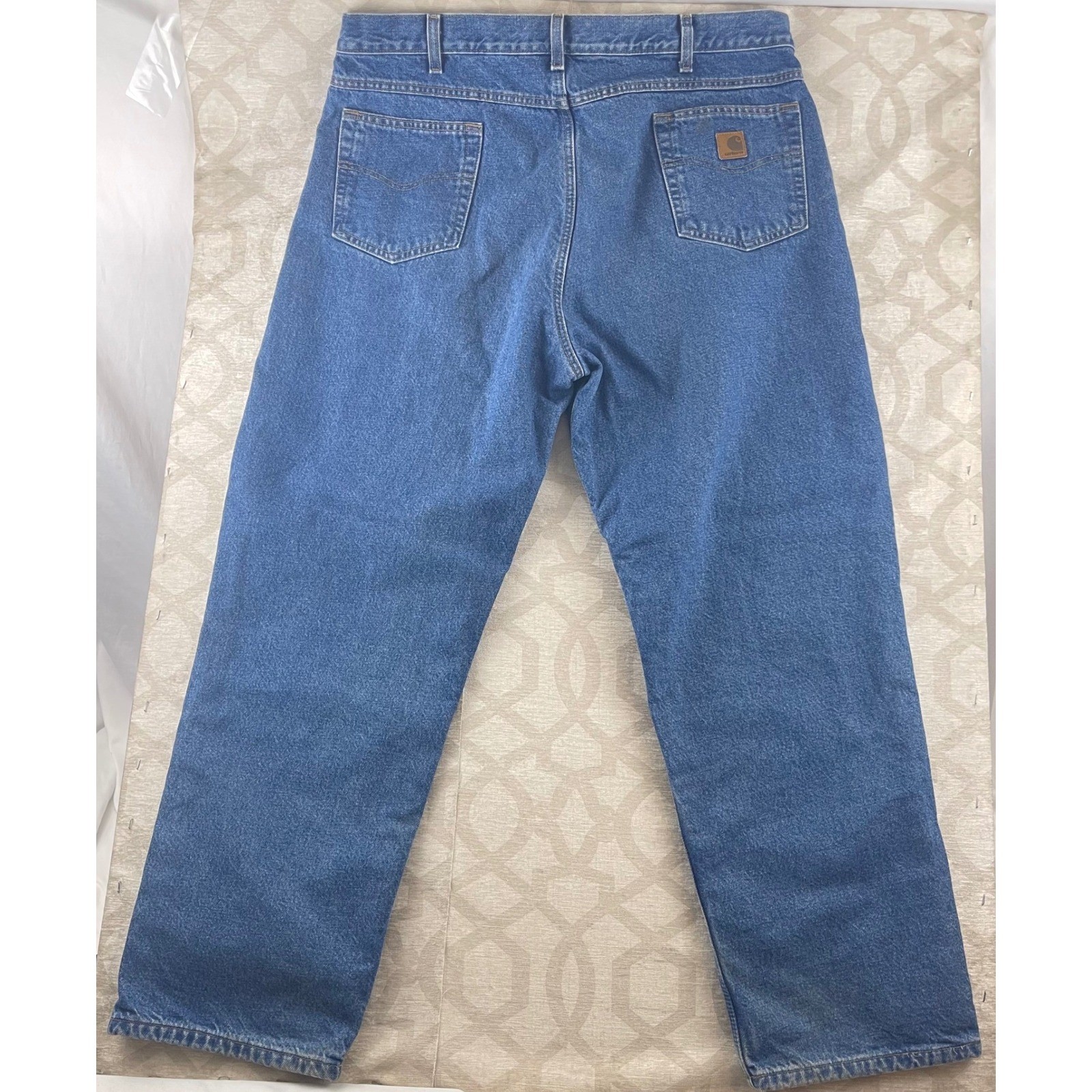Carhartt B172 DST Flannel Lined Relaxed Fit Denim Jeans Mens 42×32 Blue Dark