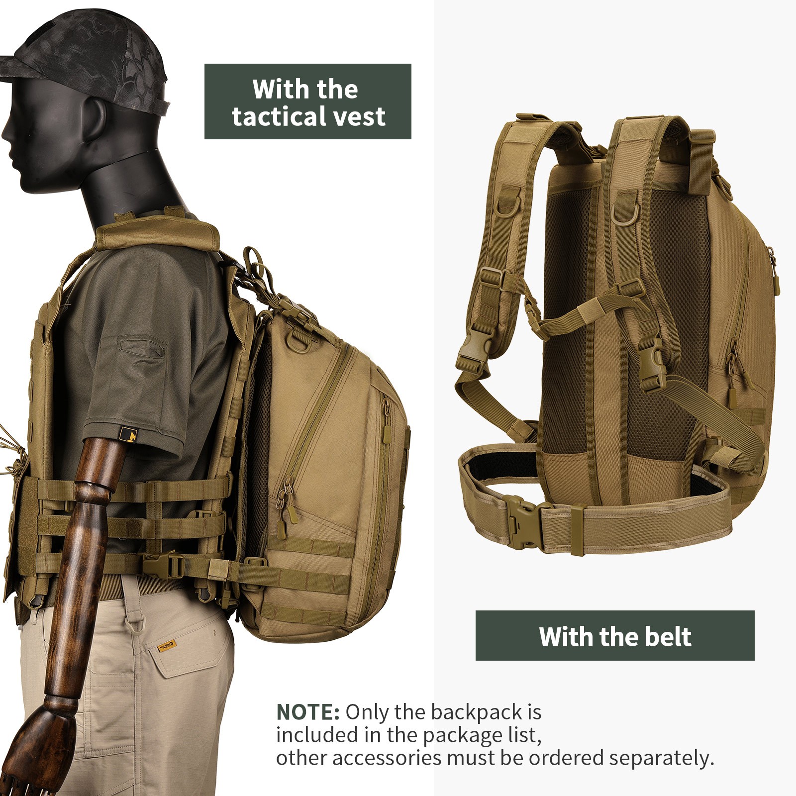 25L Tactical Backpack Military Rucksack Men Women Daypack Molle Army Work Bag
