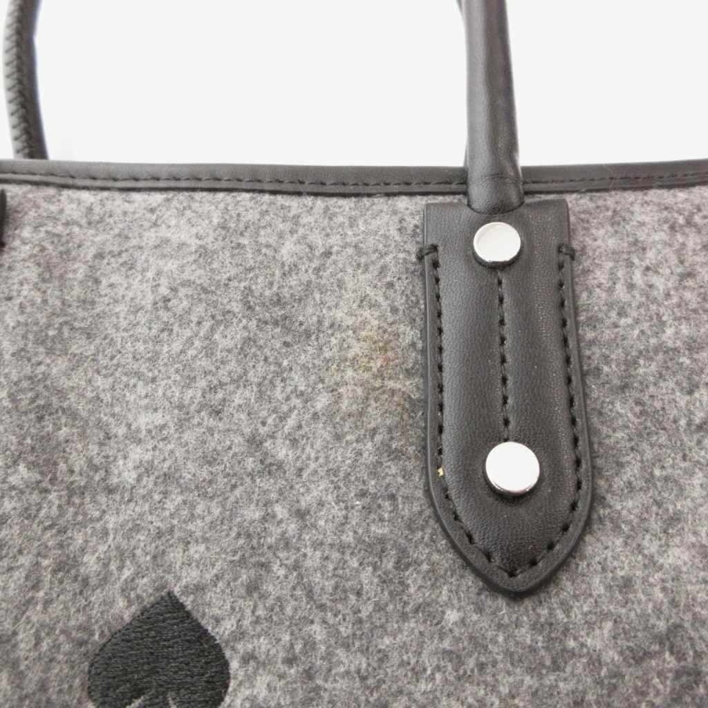 Used Kate Spade handbag shoulder 2WAY felt logo print gray black YJ GY11 Ladies