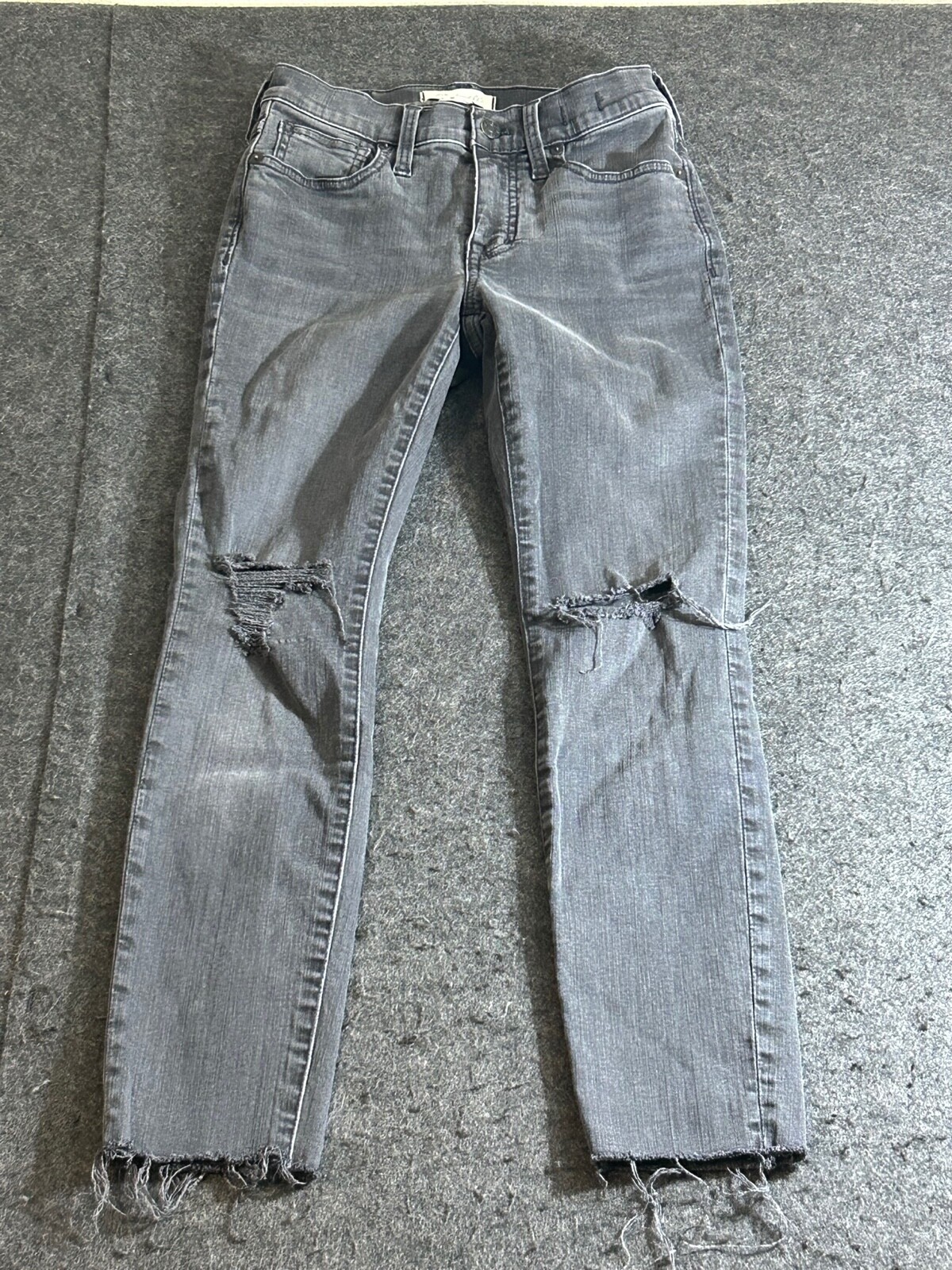 Madewell Women’s Black Charcoal Wash 9″ Mid-Rise Skinny Denim Jeans 25Px25