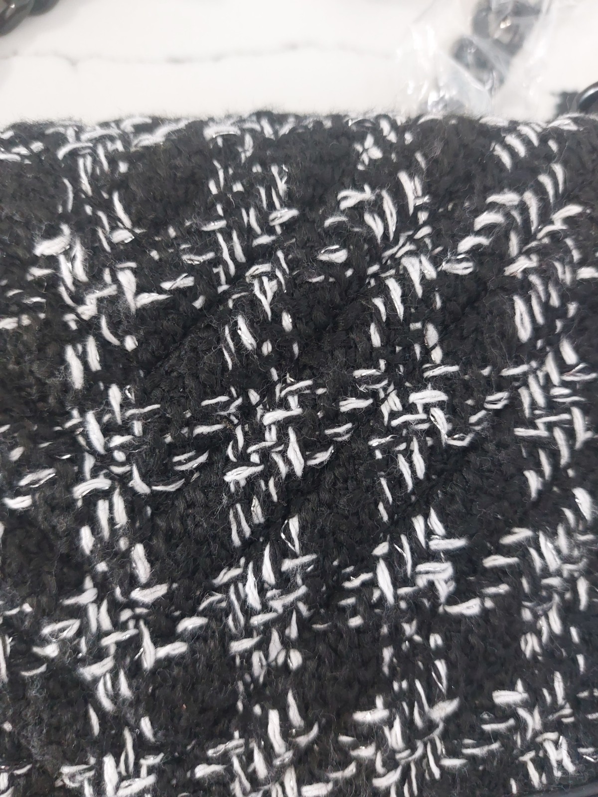 ALDO Black & White Tweed Flap Crossbody Chain Strap Magnetic Closure Small