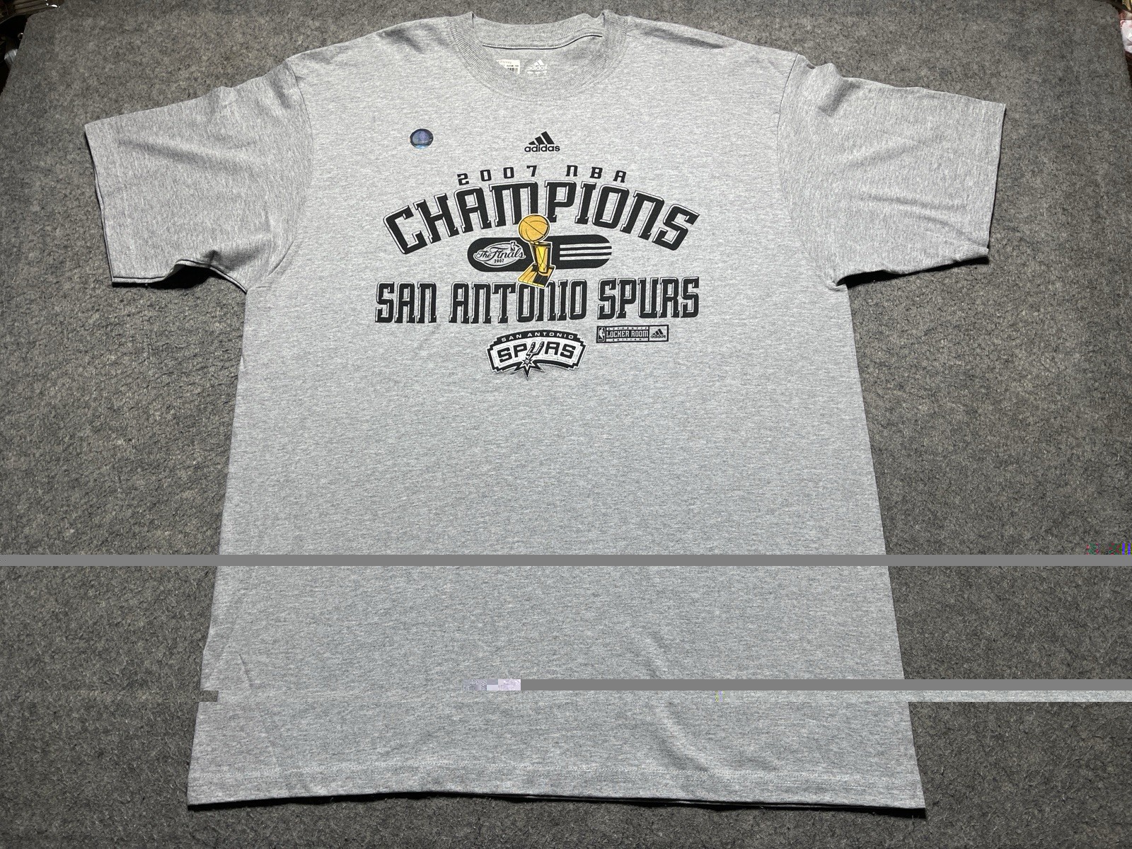 NEW San Antonio SPURS NBA FINALS Champions locker Room Lg Adidas Gray 2007 Shirt