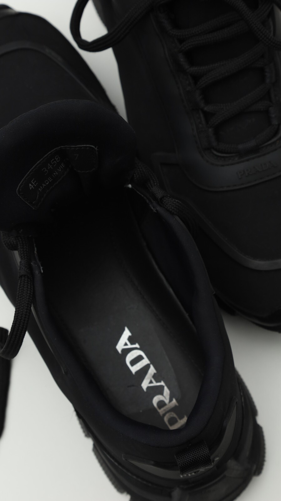Prada Mens Sneakers Fabric Nylon/Rubber Sole Sneakers Sz UK 7/US 8 in All Black