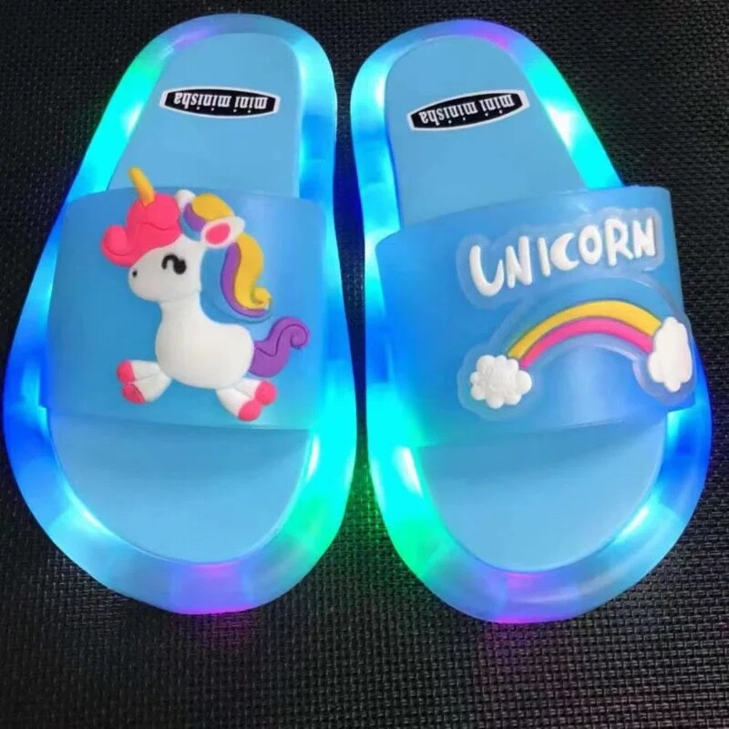 Luminous Children’s Slippers Unicorn Crystal Sparkling Lights Boys and Girls