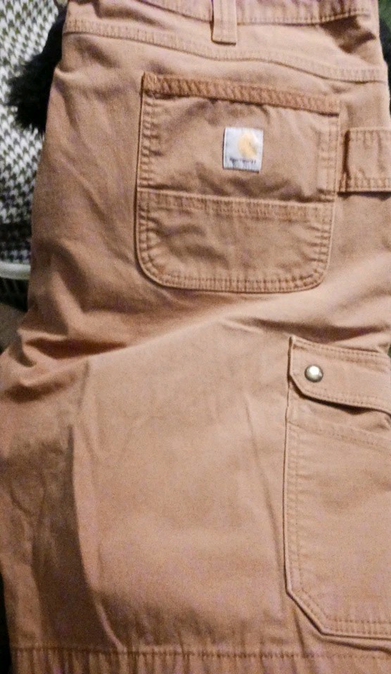 Carhartt Utility Carpenter Shorts Side Button Pocket Loop Men US 42 Orange-Brown