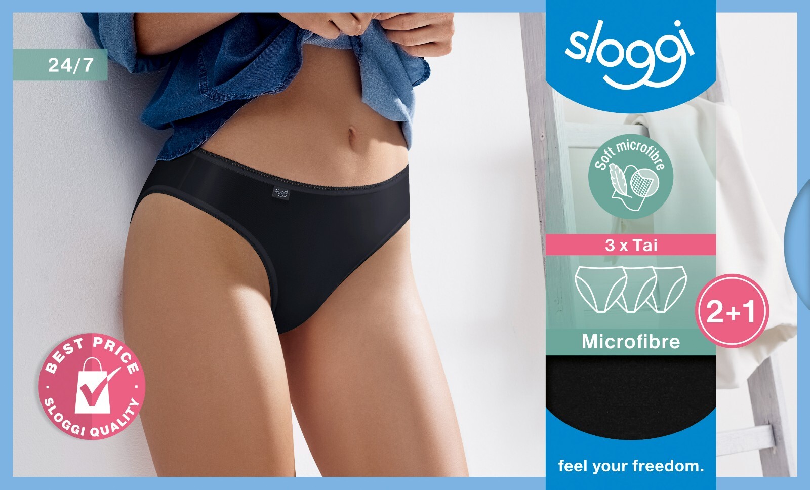 Sloggi 24/7 Microfibre Tai Brief Knickers 3 Pack 10180848