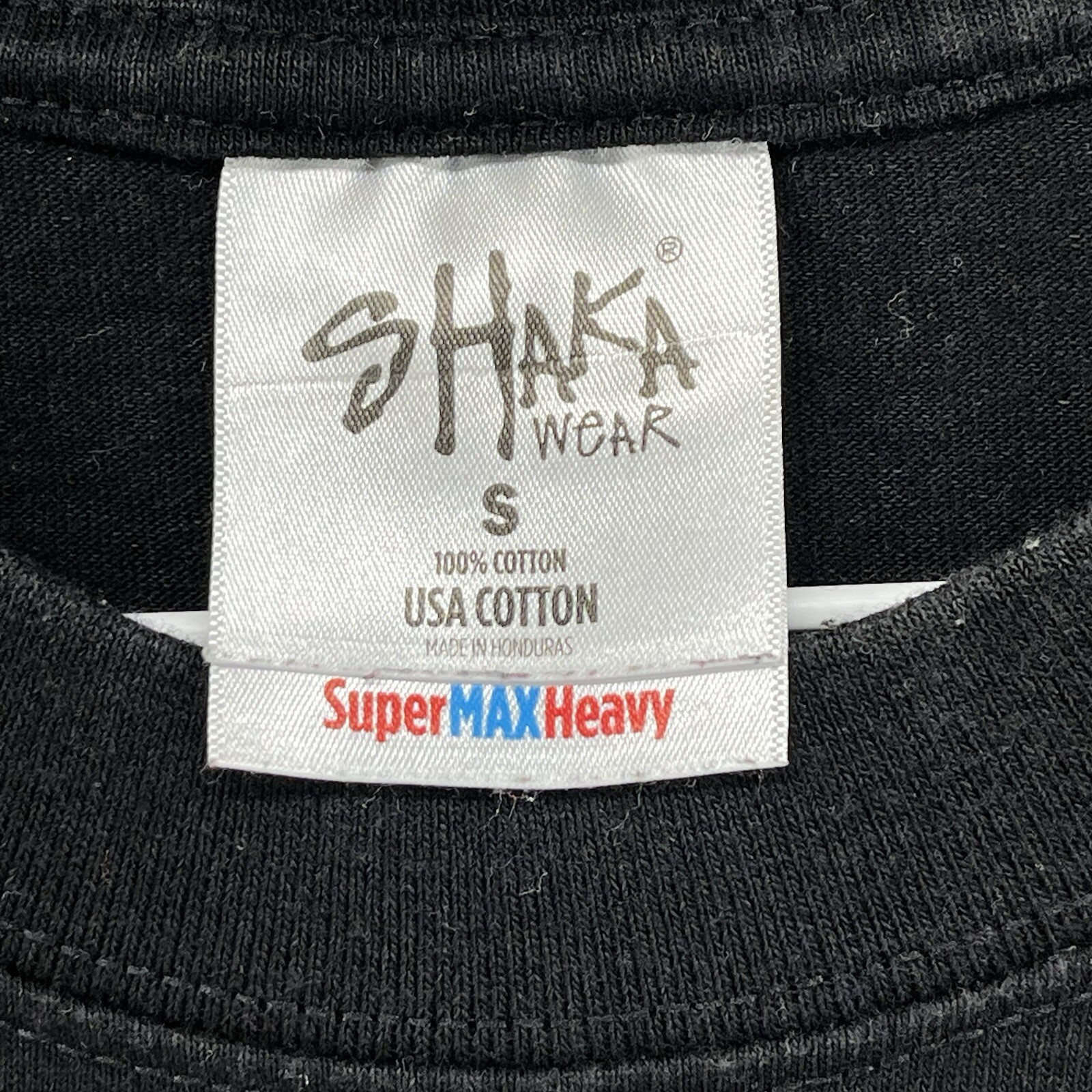 Shaka Wear Shirt Mens Small Black Secure The Bag Patch Super Max Heavy Cotton