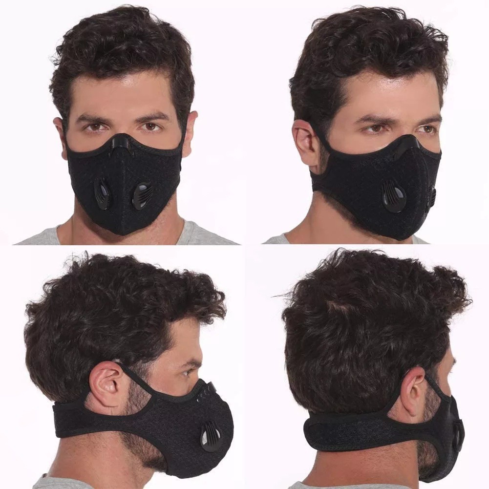 Face Mask with Active Carbon Filter Breathing Valves Reusable Cycling Sport Mesh