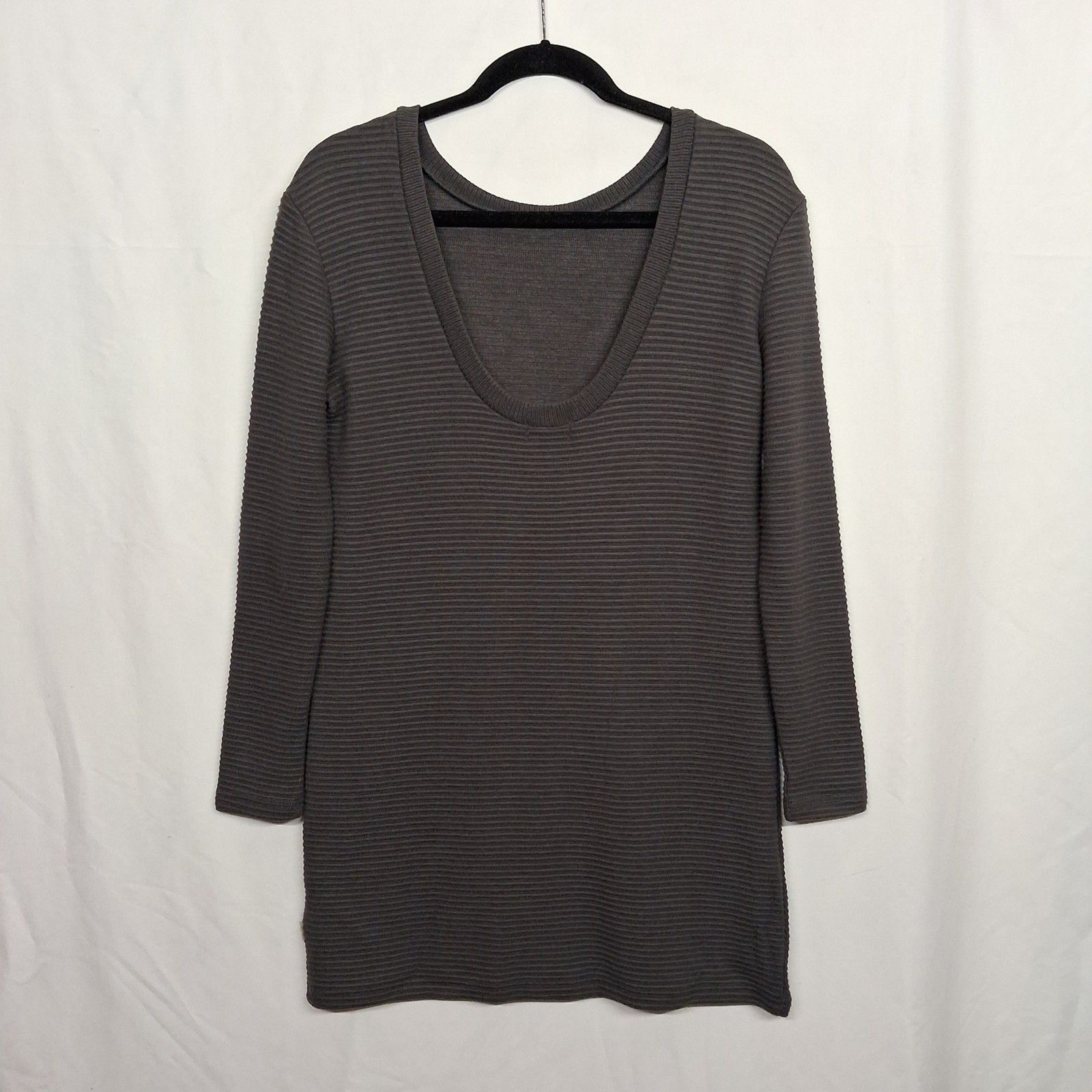 BRIXTON Bandera Mini Dress Ribbed Long Sleeve Washed Black Small NWT