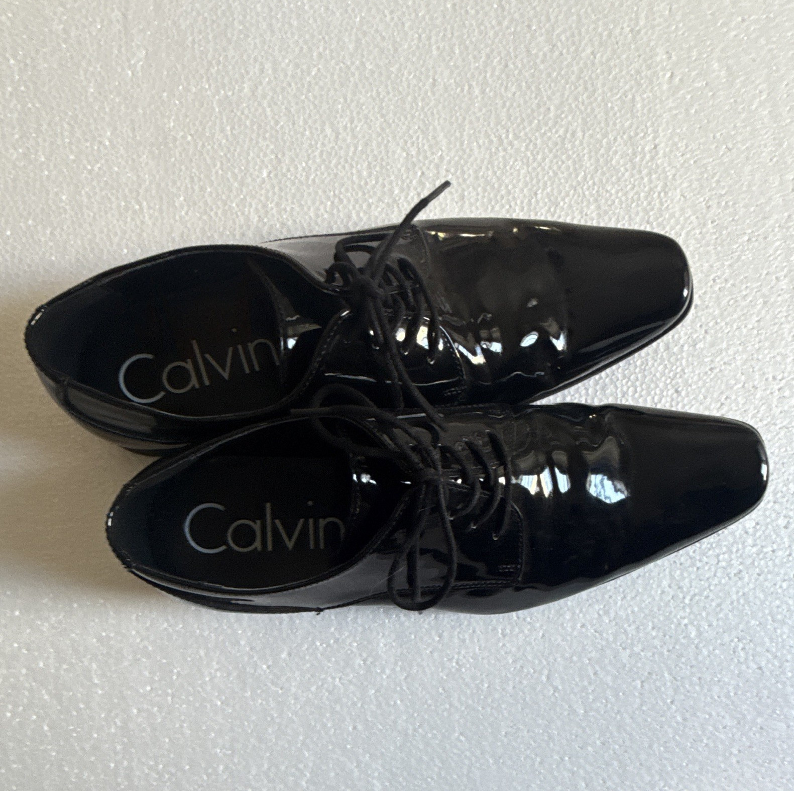 Calvin Klein Brodie Patent Leather Lace-Up Oxford Dress Shoes Black 11.5M