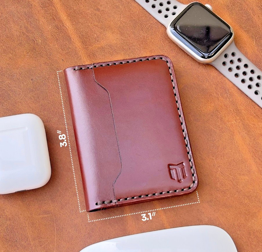 Men’s Slim Bifold Handmade Leather Wallet, RFID Blocking, Mnimalist Card Holder