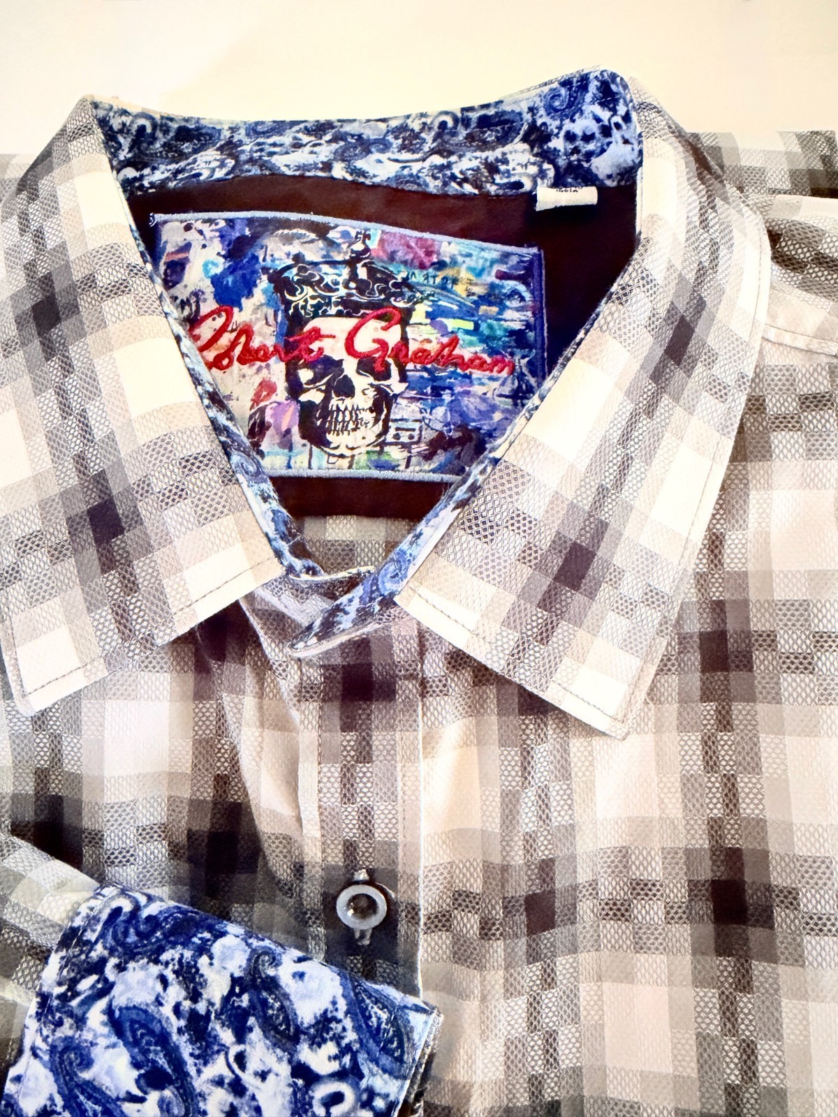 Robert Graham Button Shirt Men 3XL Abstract Geo Cotton Flip Cuff