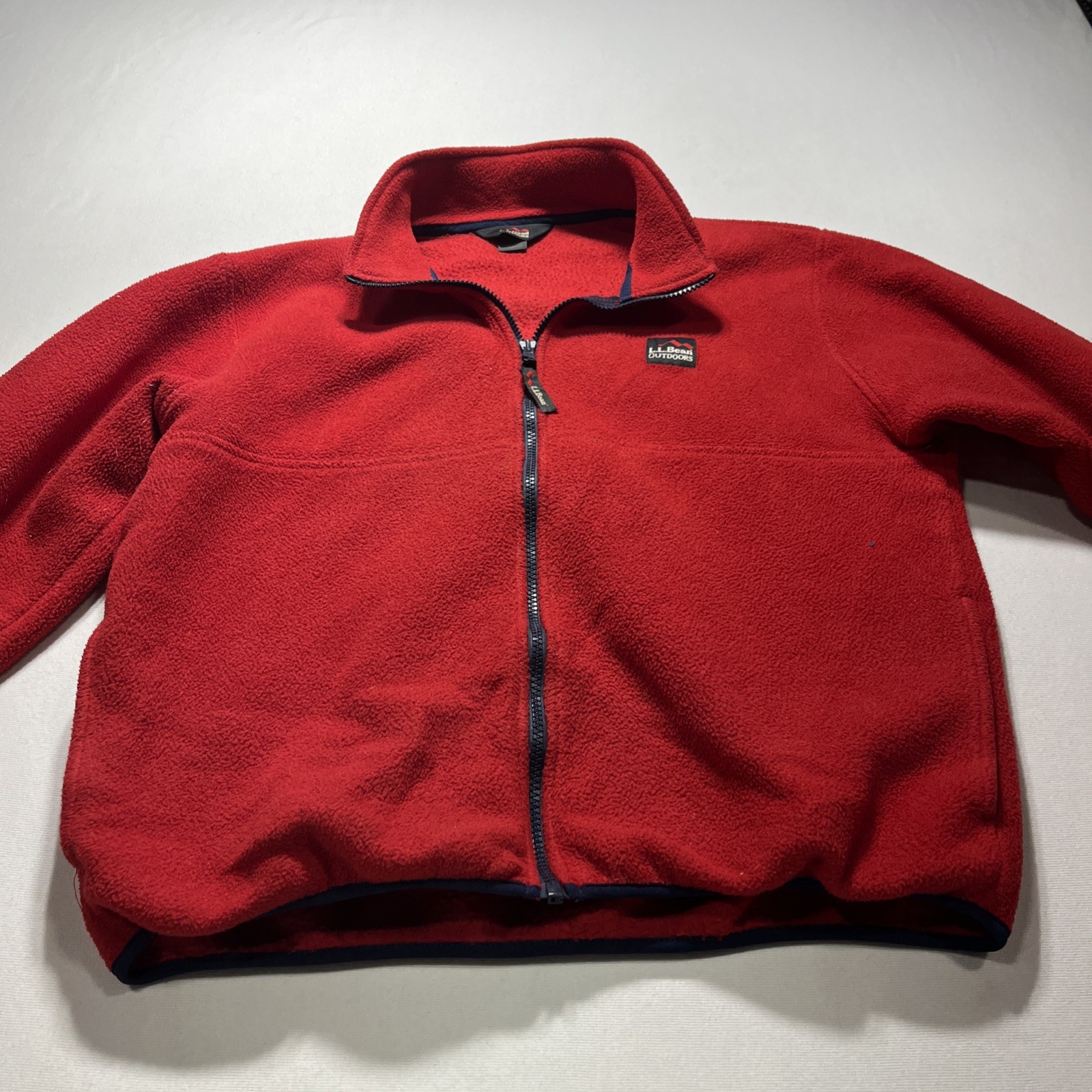 Vintage L.L. Bean Jacket Mens Large Red Fleece Polartec Windbloc Made USA Hiking