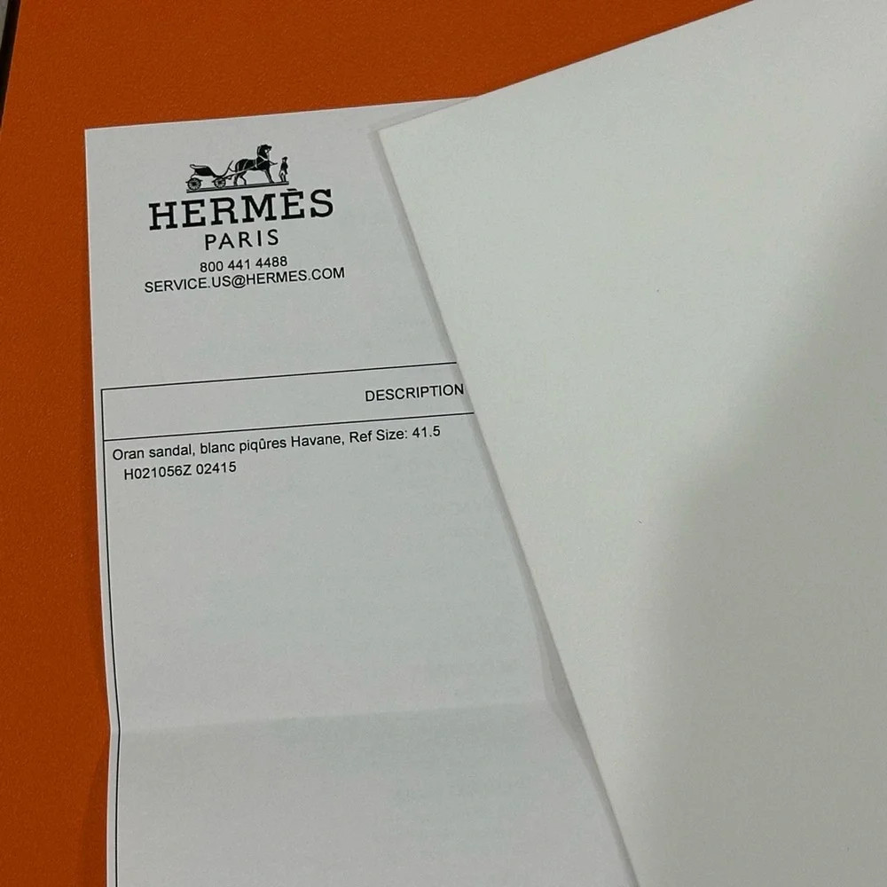 Hermes Oran Sandals in White/Blanc color, size 41.5, with original box