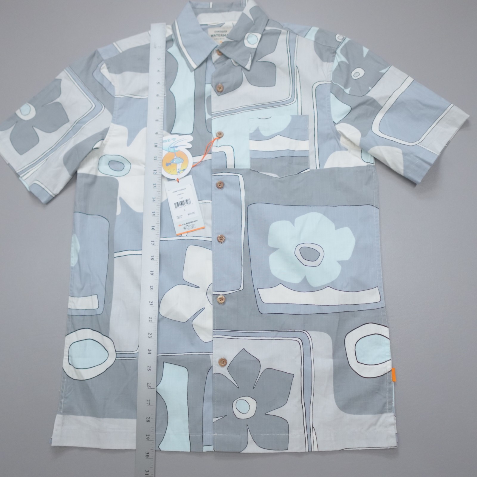 Quicksilver Men’s Carbon Surfrider Printed Short Sleeve Comfort Fit Rayon Blend