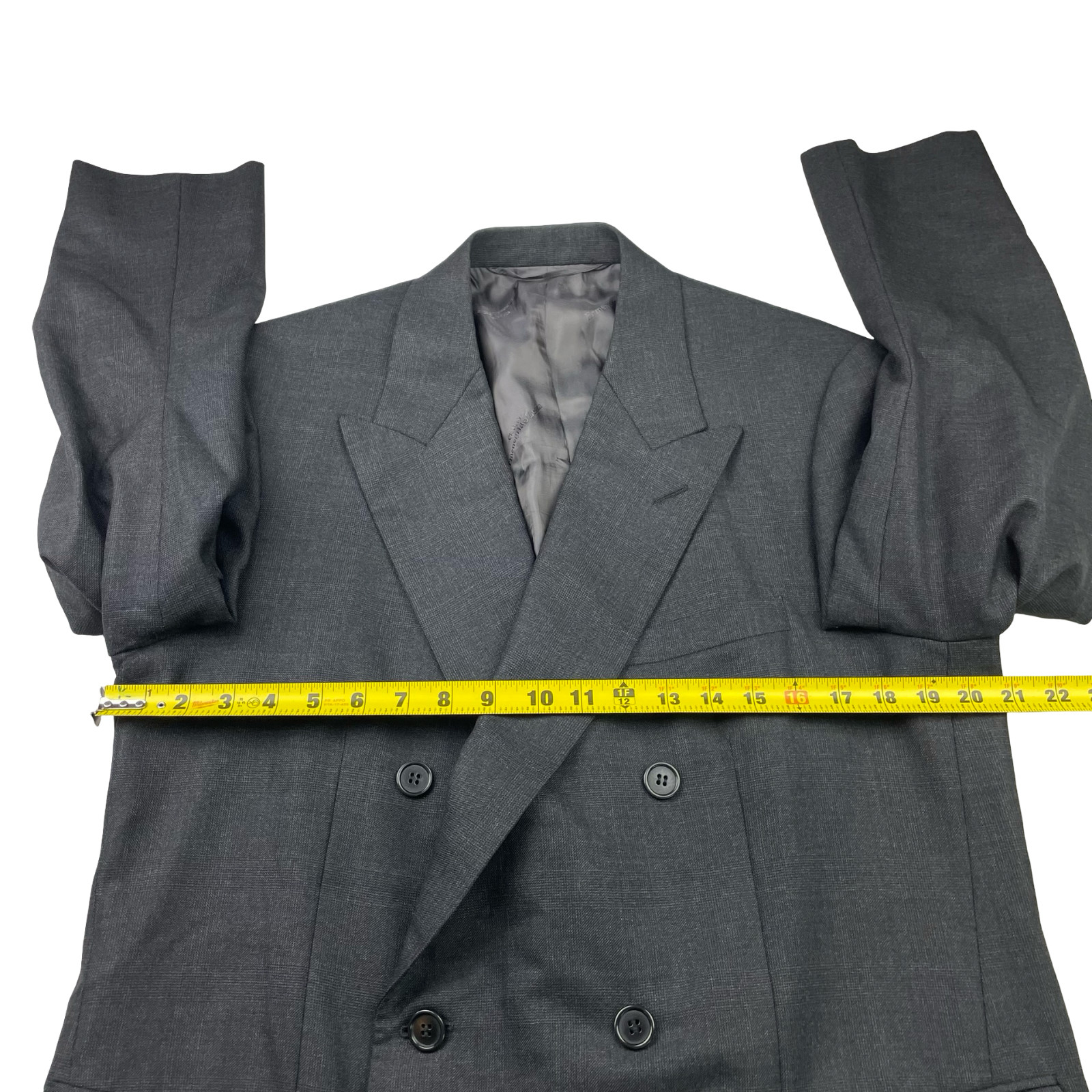 Ermenegildo Zegna Men’s Bespoke Double Breasted Suit Gray Plaid • 42S | 38×30