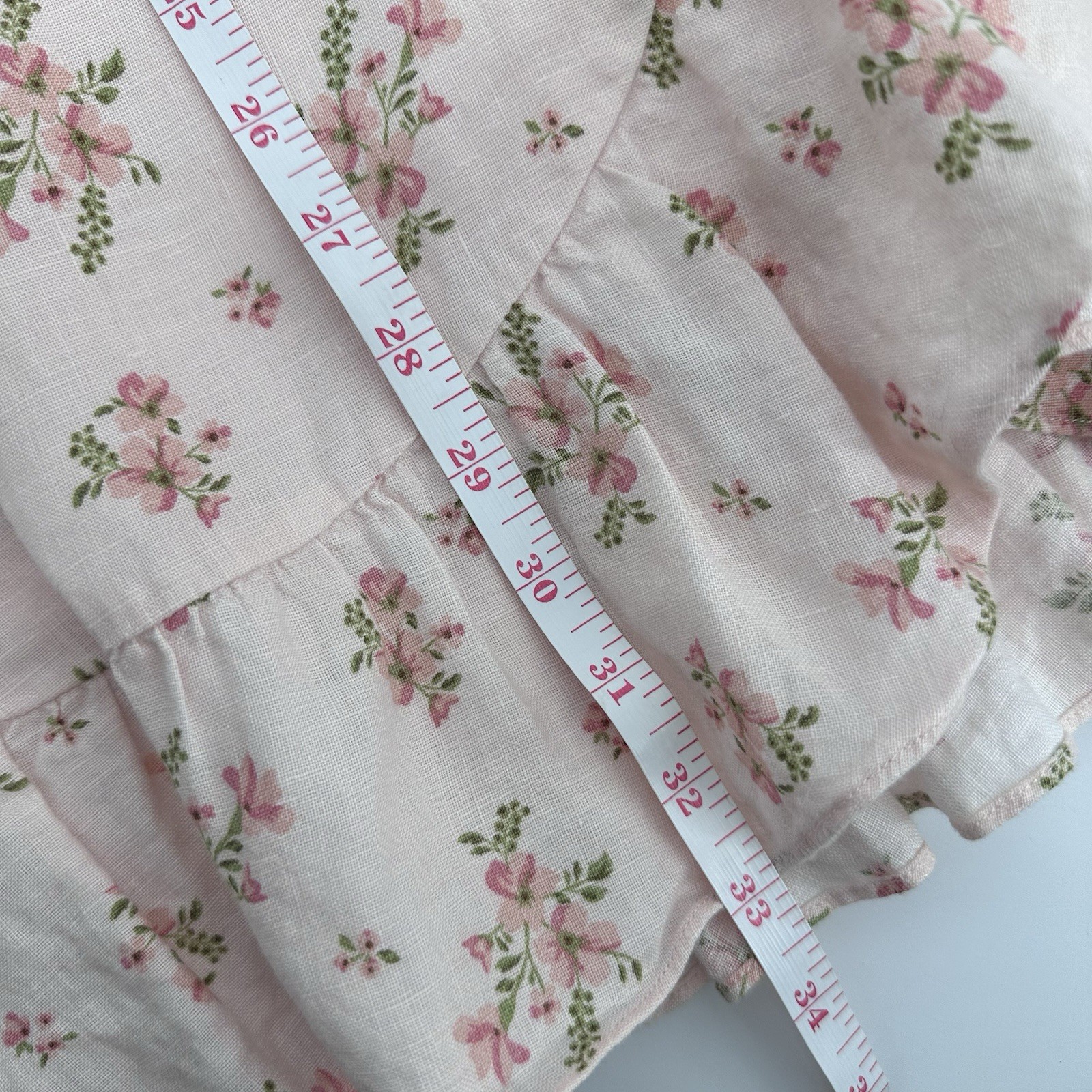 & Other Stories Linen Puff Sleeve Floral Wrap Mini Dress Women’s Size 6 Ruffles