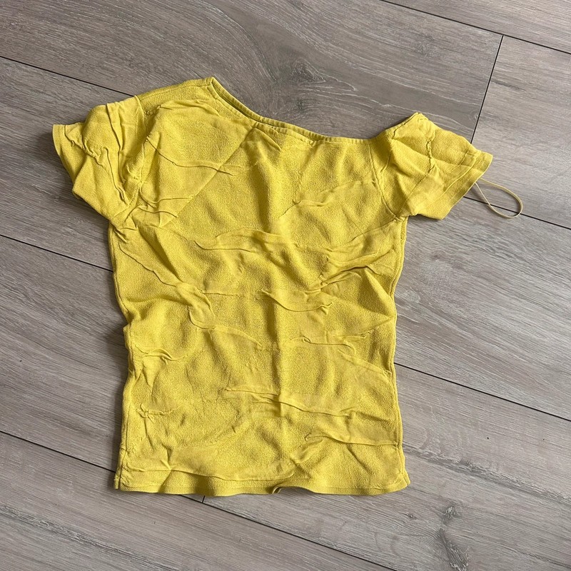 ZARA Yellow Off Shoulder Textured Top Size S