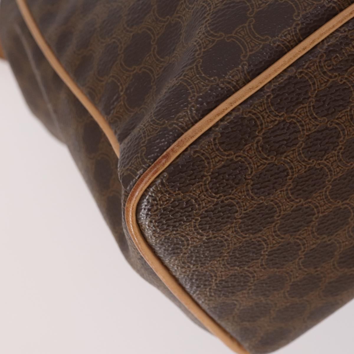 CELINE Macadam Canvas Backpack PVC Leather Brown Gold Auth ep10632