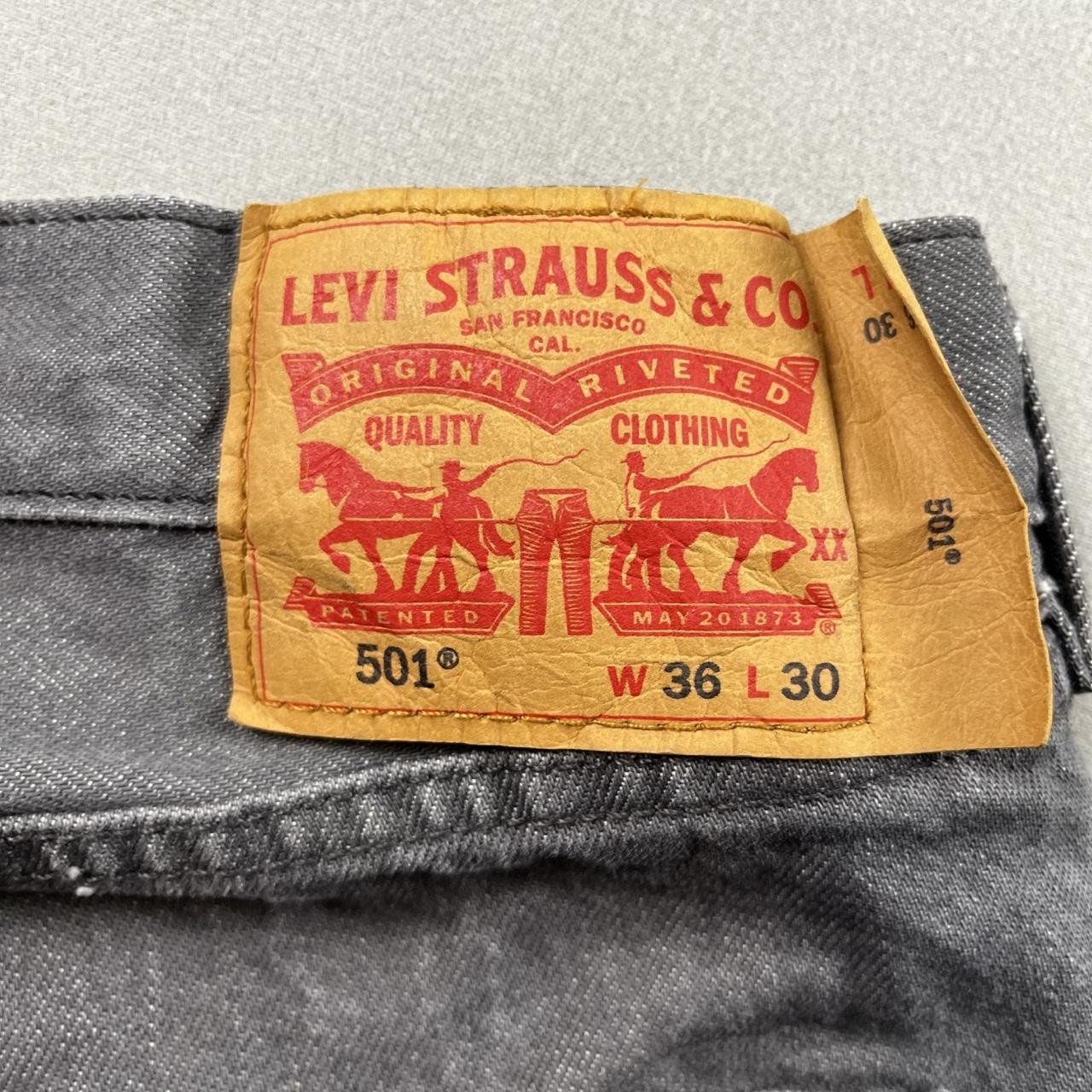 Levis 501 Jeans Mens 36×30 Gray Denim Original Straight Button Fly Charcoal Wash