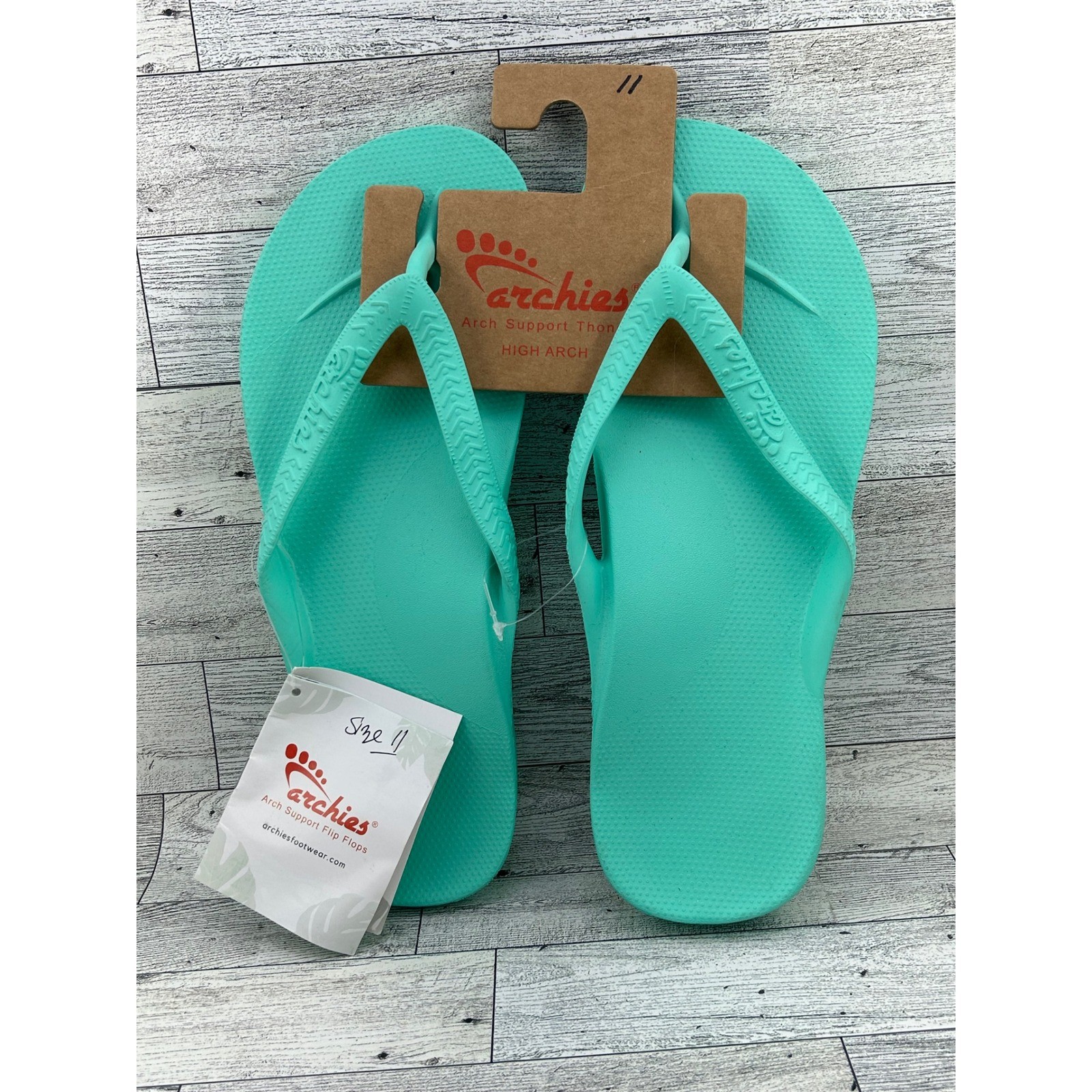 Archies High Arch Support Flip Flops Mint Green Mens 10 Womens 11 Thong Sandals