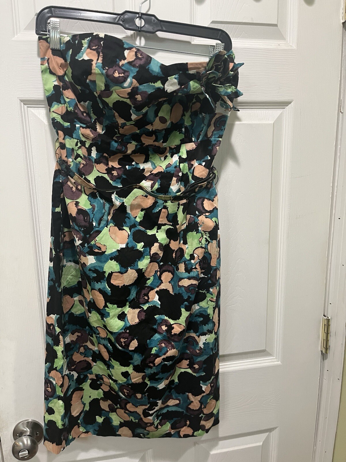 Catherine Malandrino multicolor strapless dress stretch zipper closure sz 10