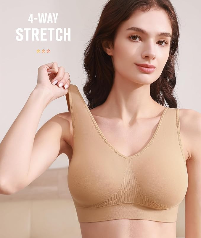 Coobie Women’s Seamless Bra Wide Straps, Wire-Free Everyday Bralette
