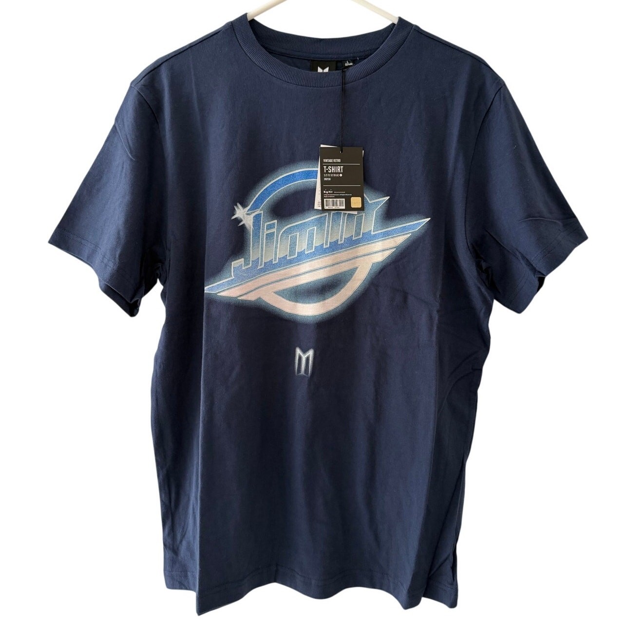 BTS Jimin Big Hit Vintage Retro Short Sleeves T-shirt Large Blue New With Tags