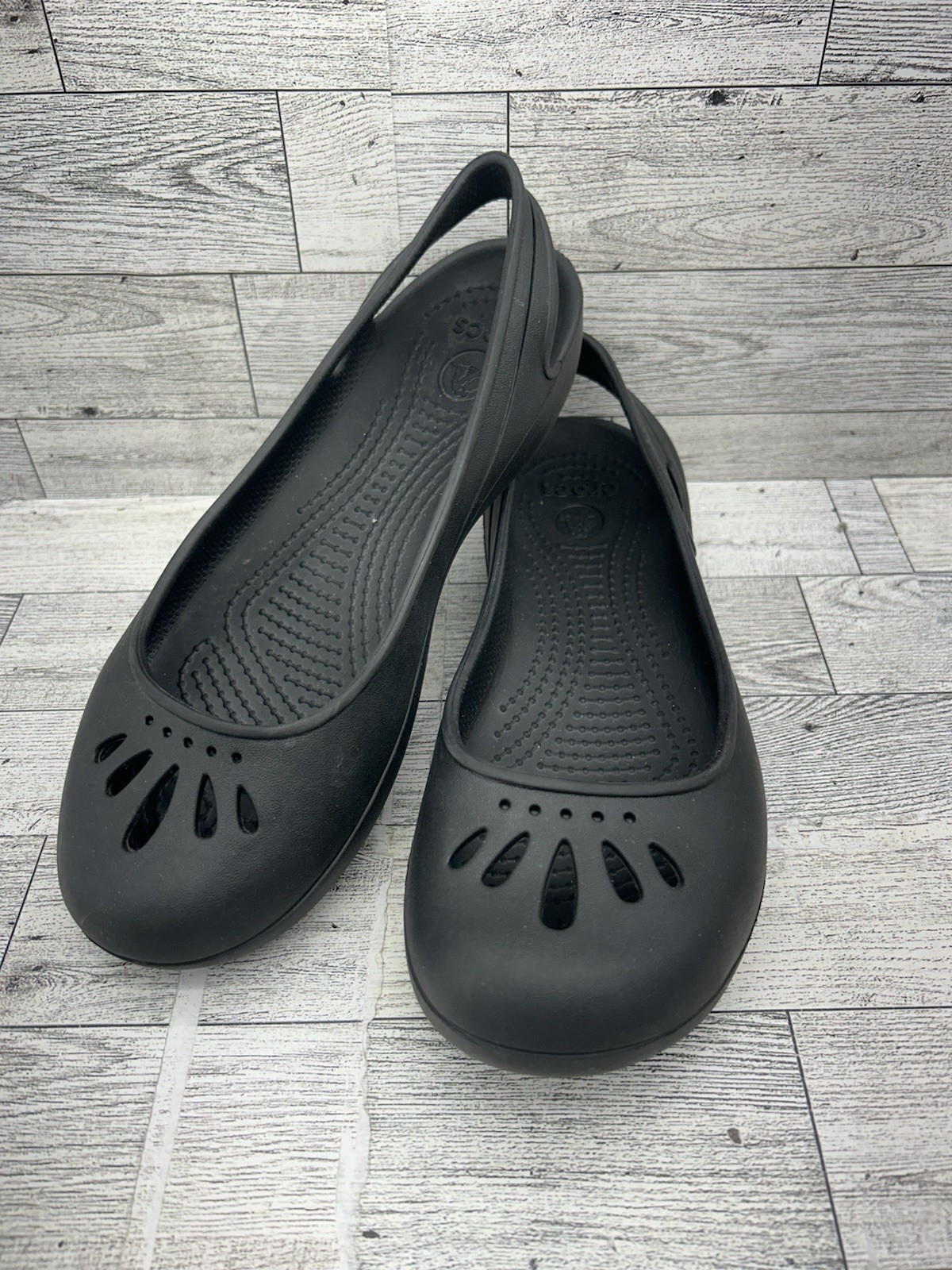 Crocs Kadee Black Slip On Ballet Flat Slingback Shoes 11215 Women Size 6