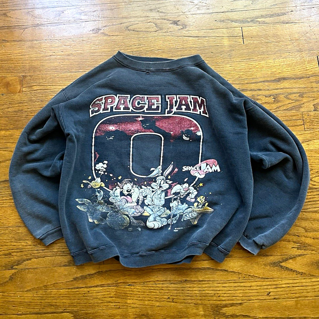 Looney Tunes Space Jam Graphic Print Crewneck Pullover Sweatshirt Men’s S