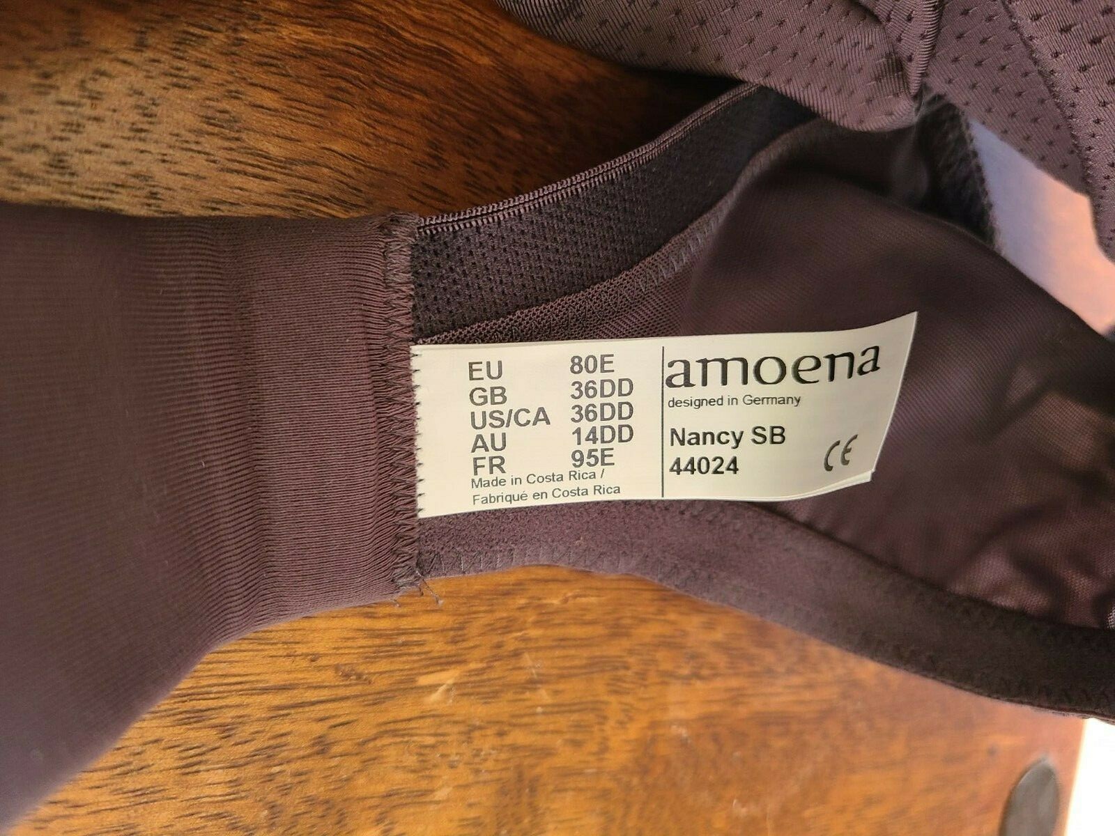 NEW Amoena Nancy Wire-Free Bra 44024 Dark Grey 36DD Pocketed Mastectomy Bra