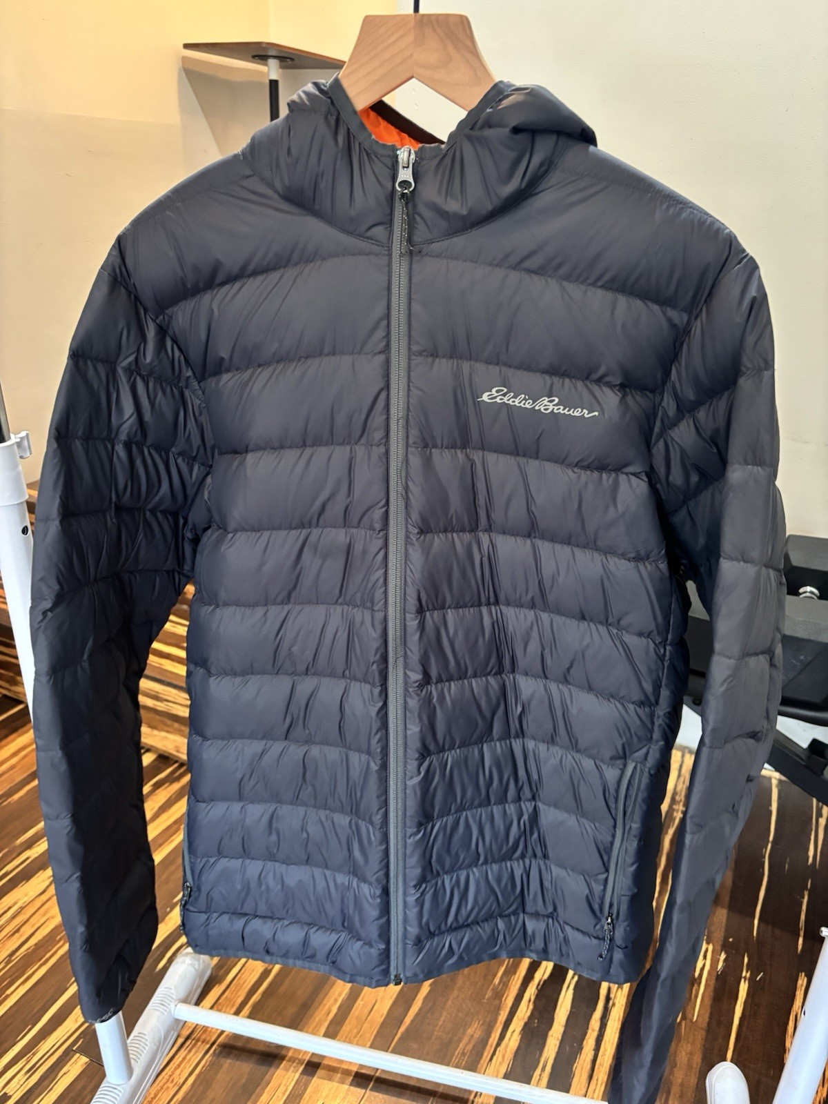 Eddie Bauer Jacket Blue Full Zip Hooded Mens Large qc-050029