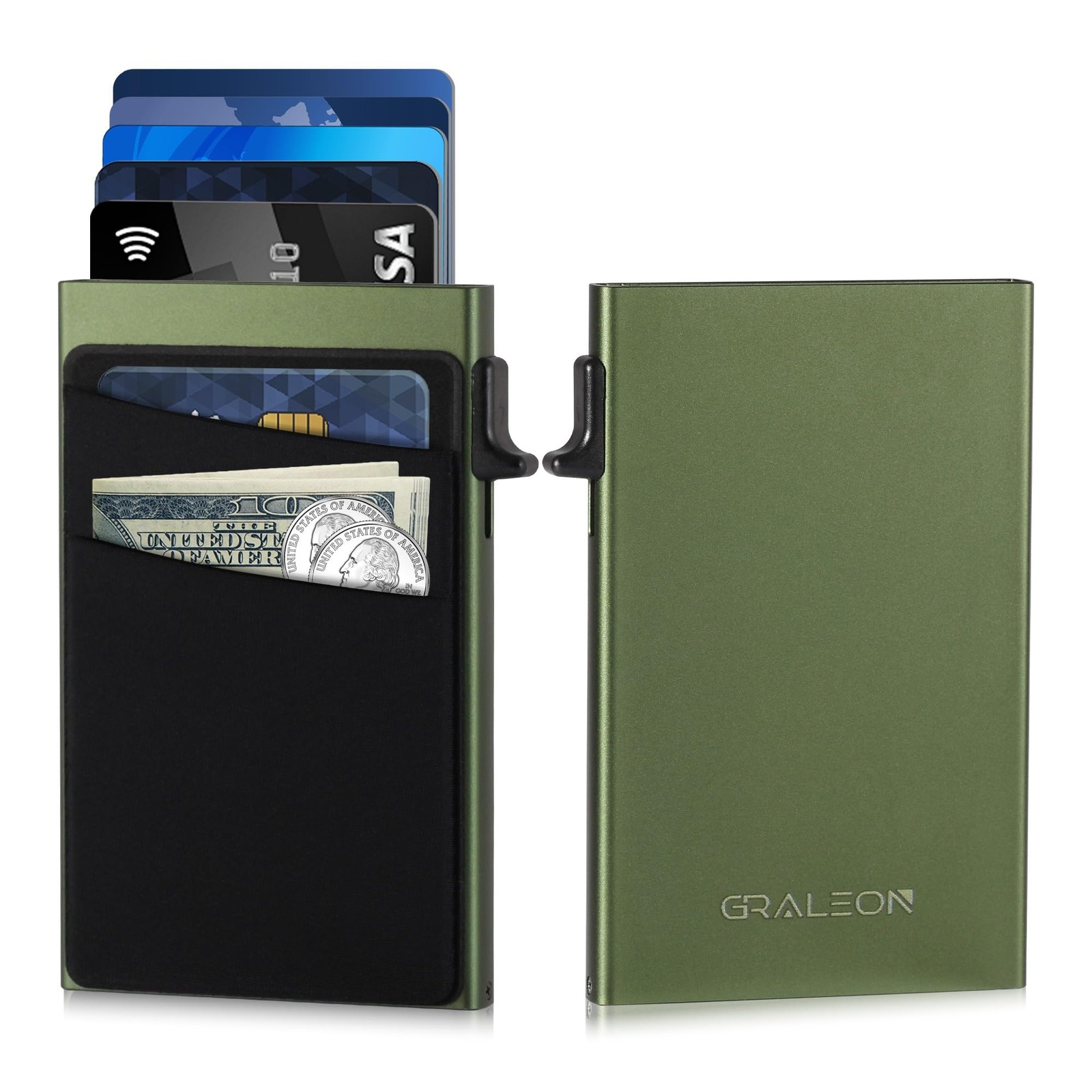 Slim Card Holder Wallet for Men with 12 4 x 2.4 x 0.3 inches, green